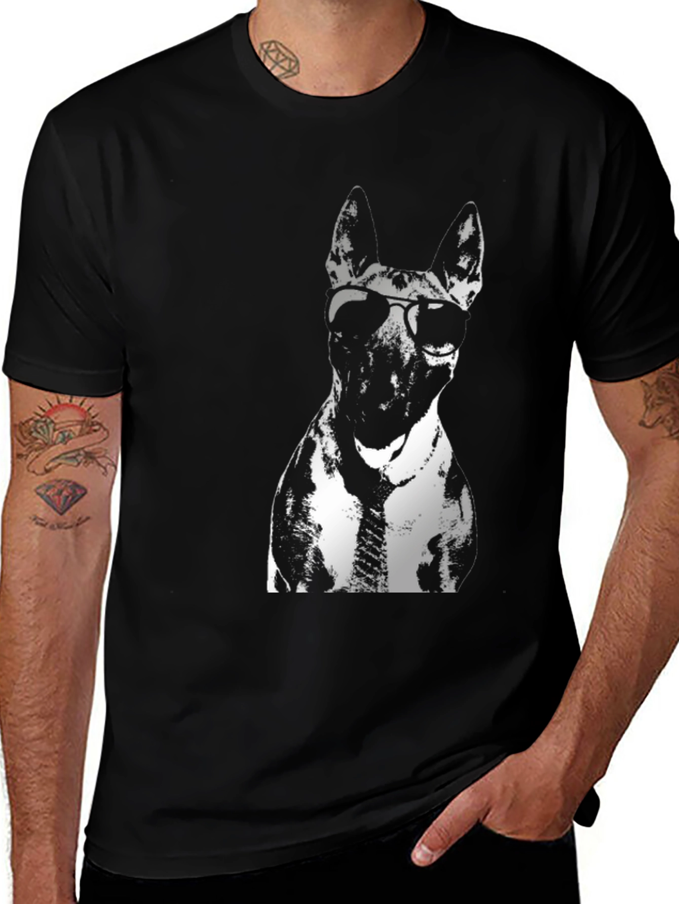 Variant 18 of Dog with Shades Black T-Shirt