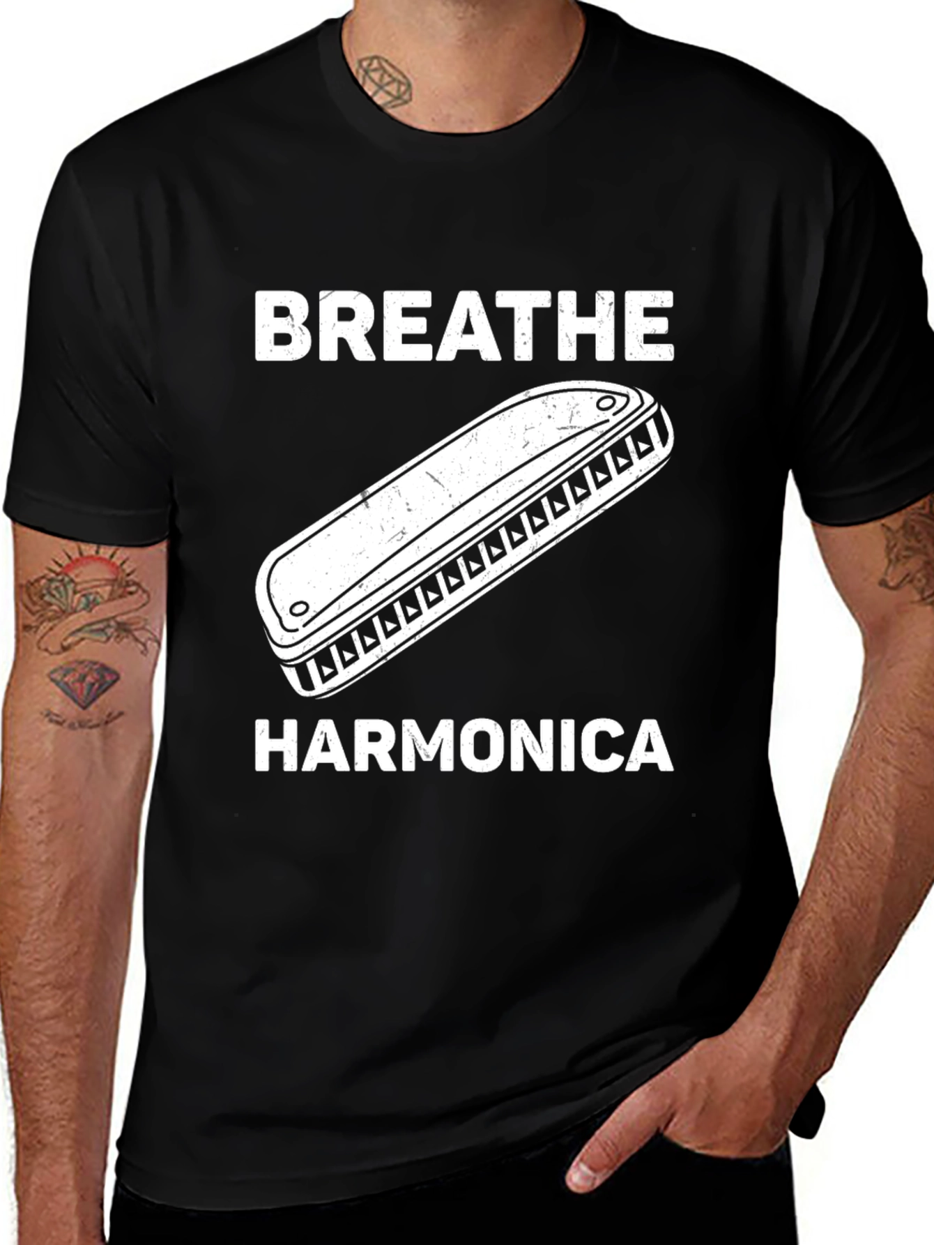 Variant 19 of Breathe Harmonica Graphic T-Shirt, Music Lover Tee