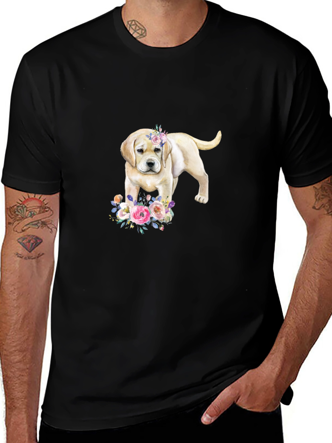 Labrador Puppy Floral T-Shirt