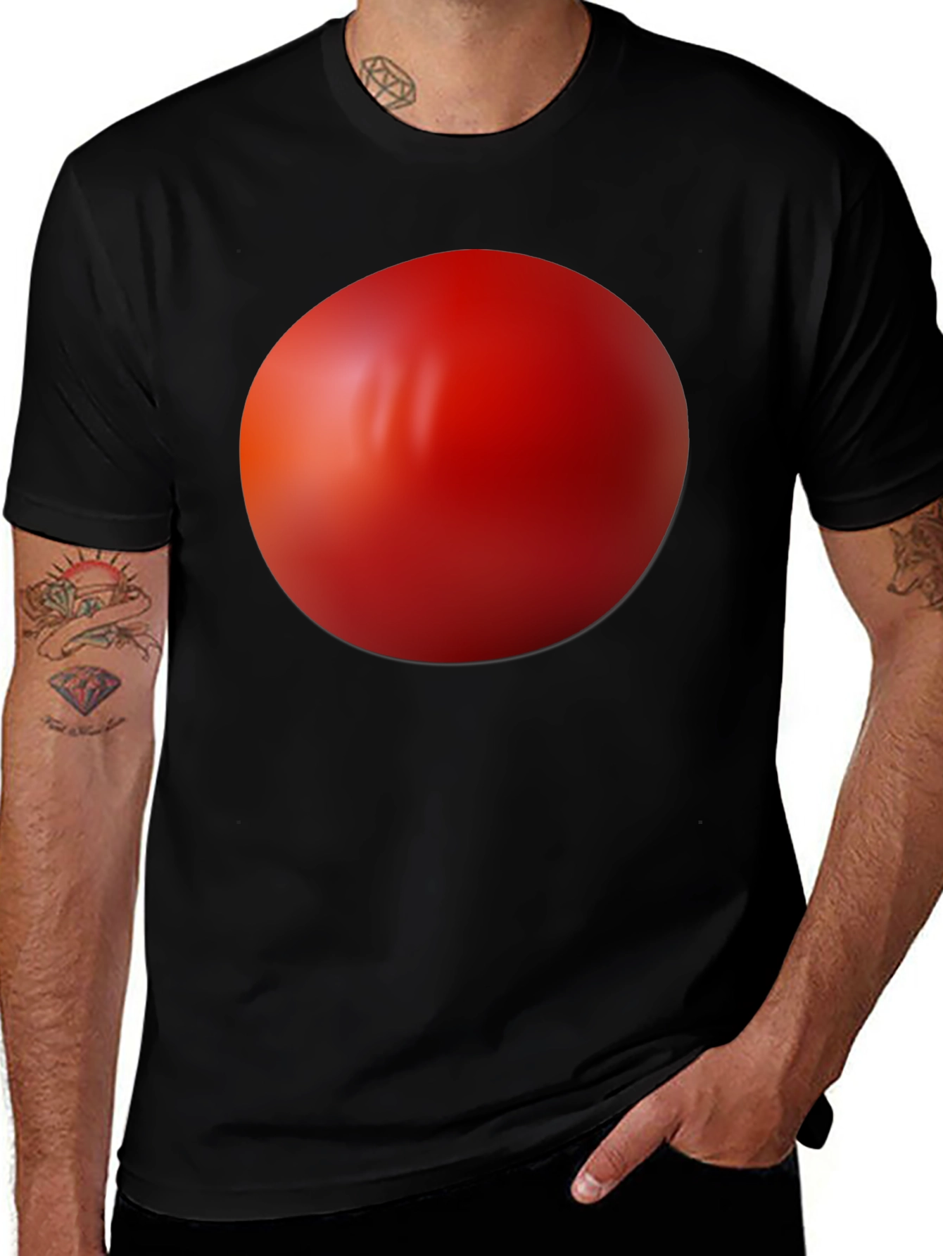 Black Red Sphere Graphic Black T-Shirt main image