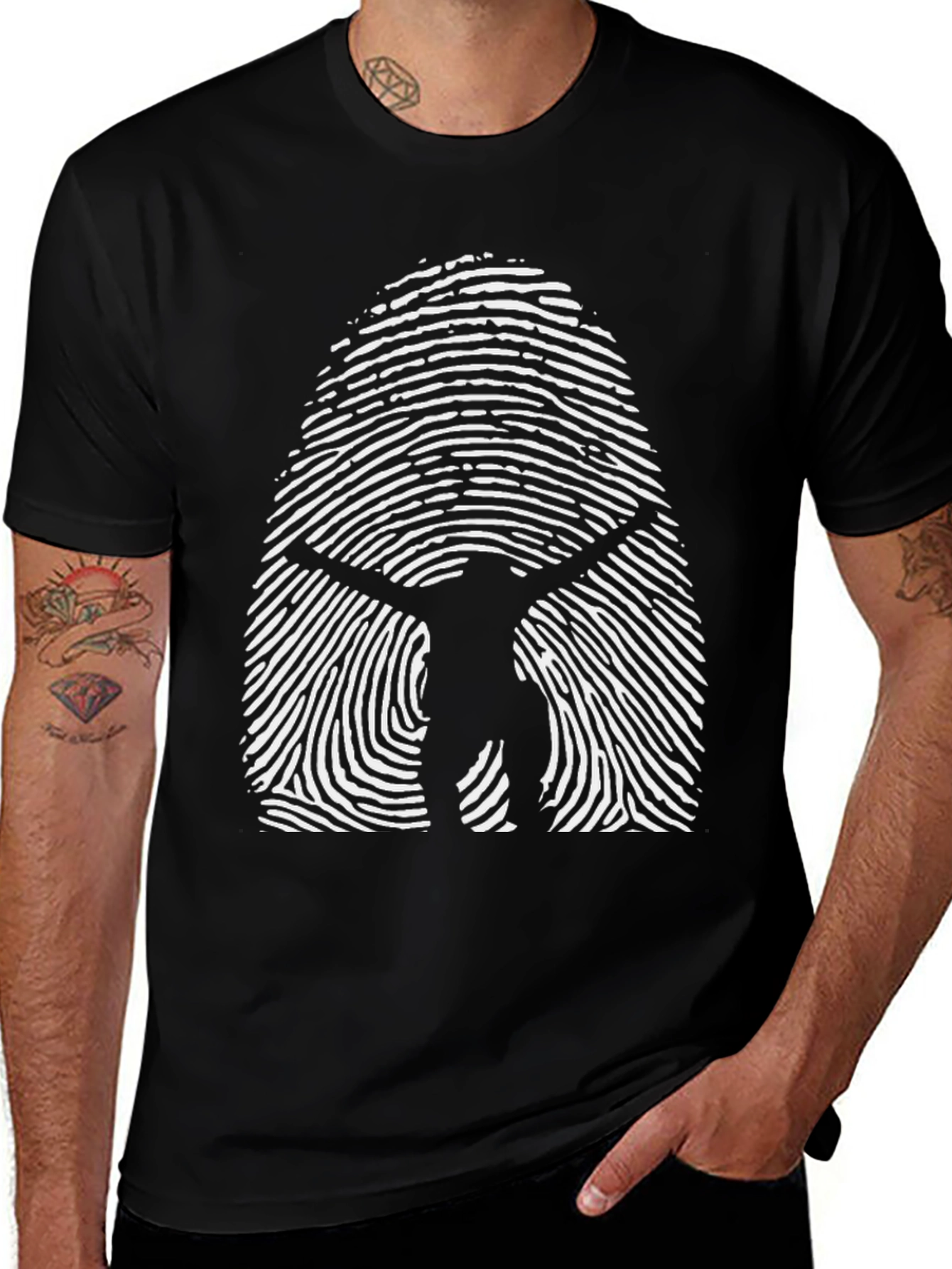 Variant 21 of Vitruvian Man Fingerprint T-Shirt