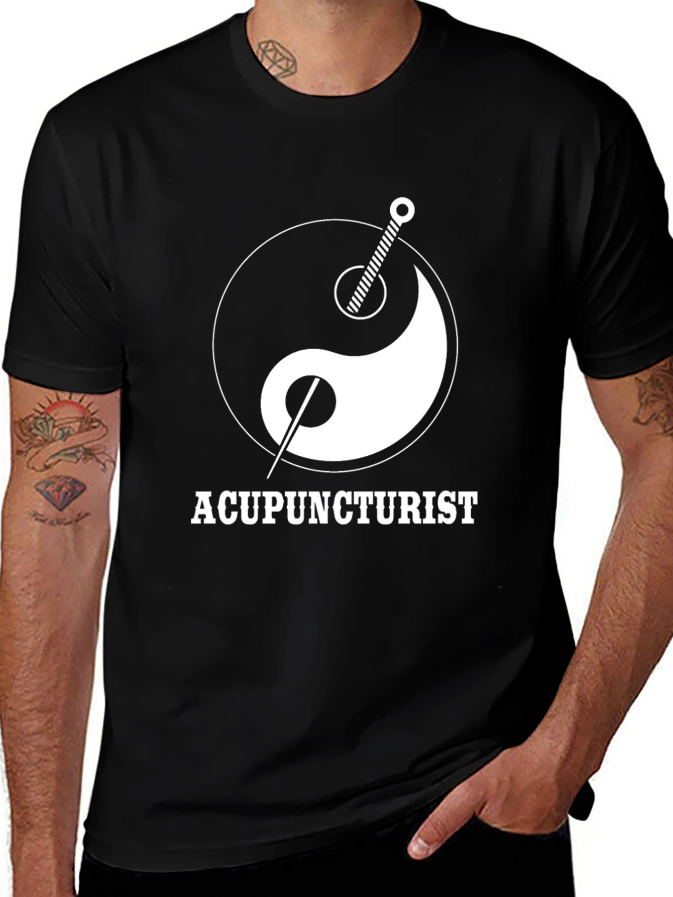 Variant 9 of Acupuncturist Yin Yang T-Shirt - Black