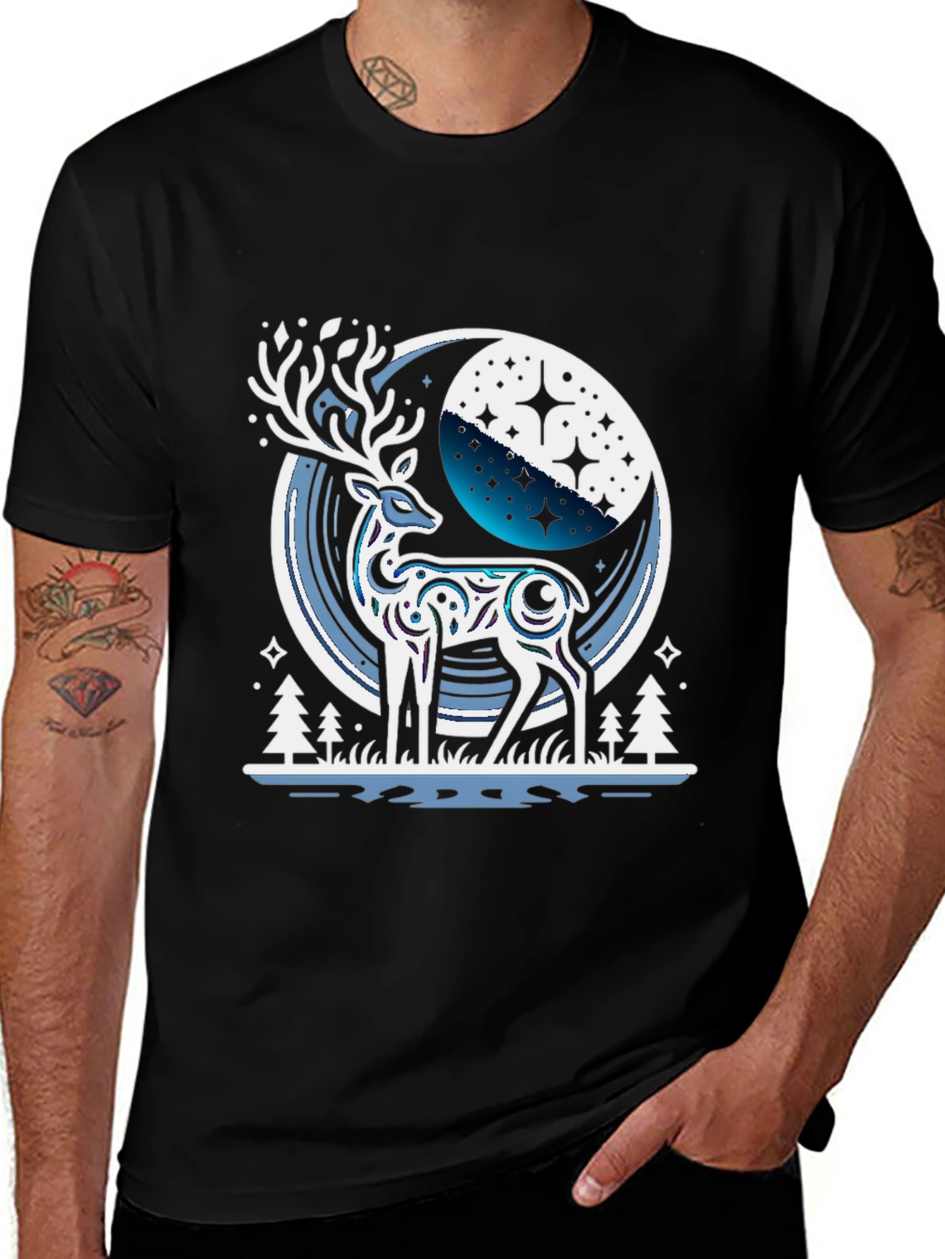Variant 8 of Winter Stag Graphic Tee - Unique Design