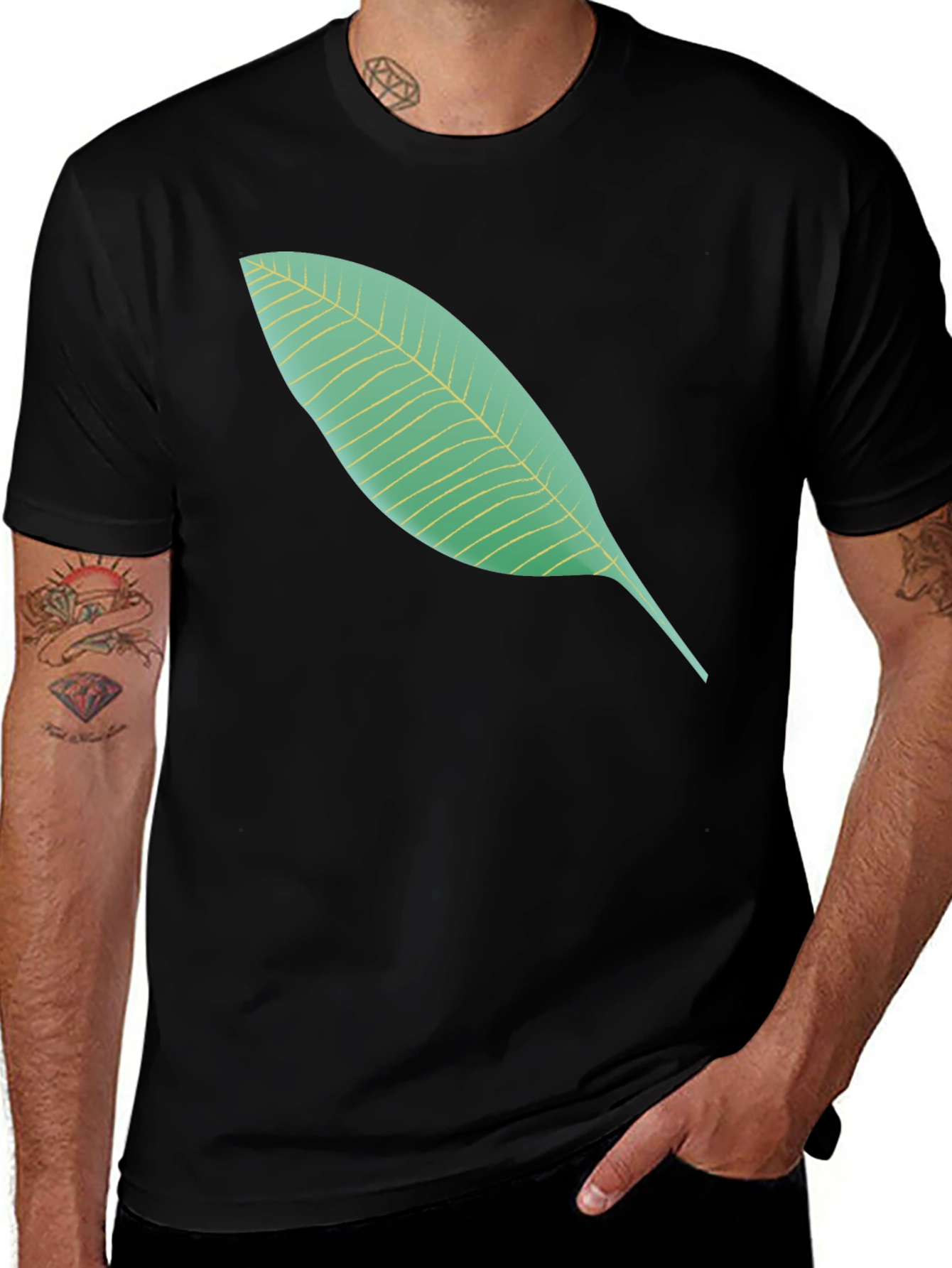 Leaf Graphic Black T-Shirt - Casual Style