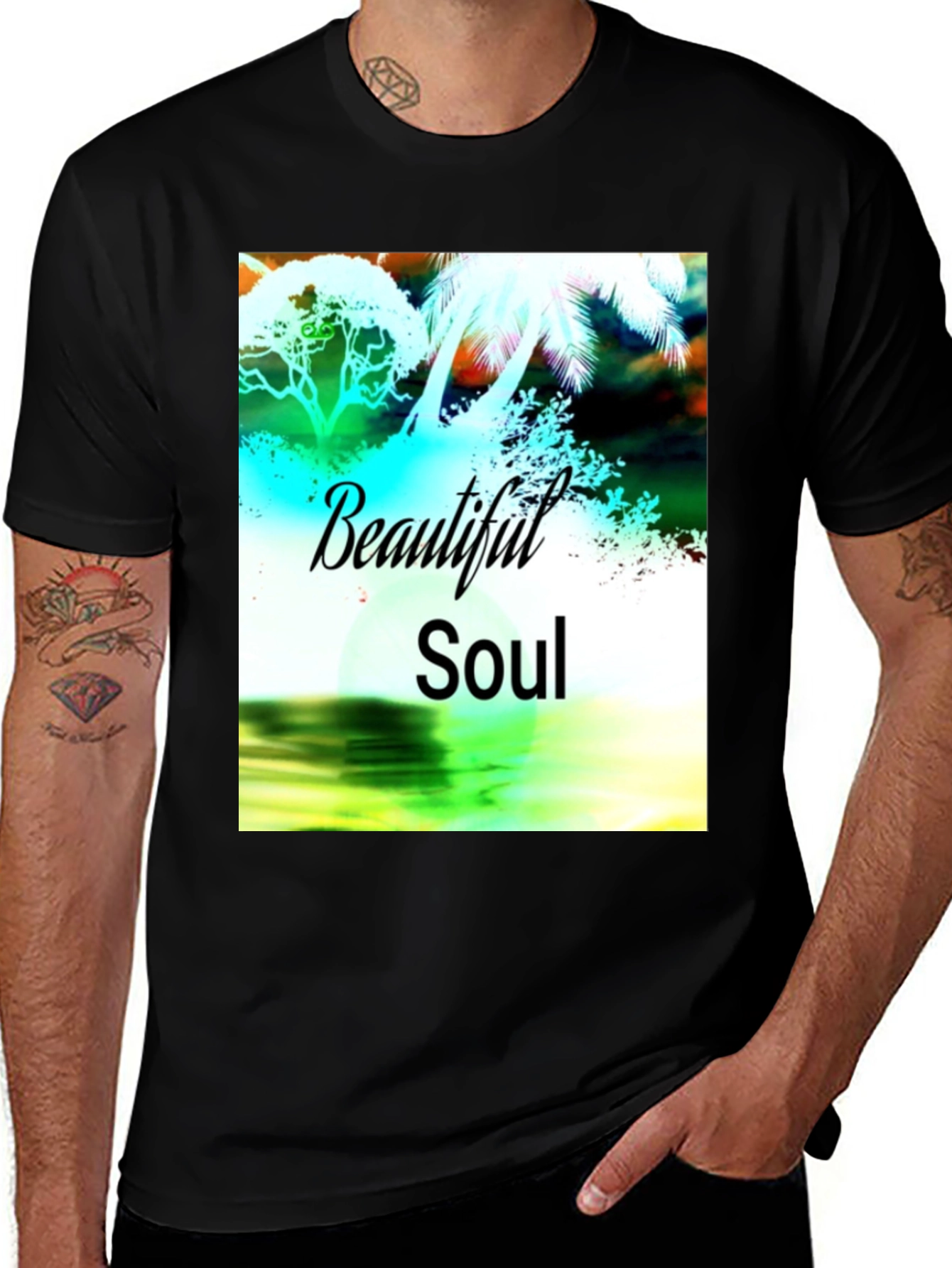 Variant 19 of Beautiful Soul Graphic Black T-Shirt