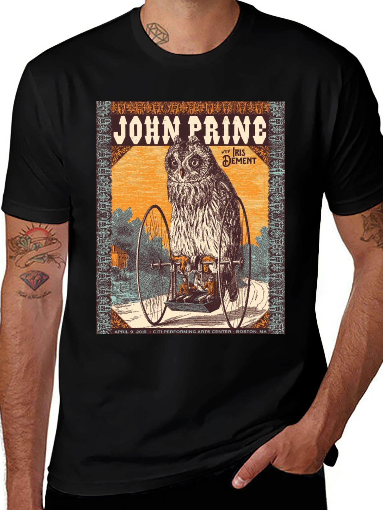 John Prine Owl T-Shirt - Citi Performing Arts Center Boston