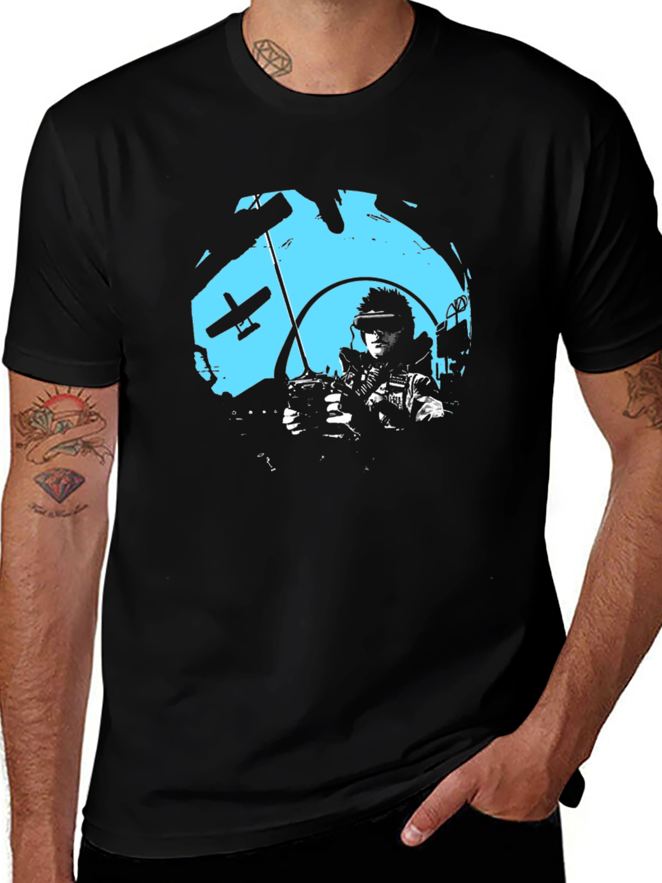 Variant 8 of Pilot Graphic Tee - Black, Unique Design