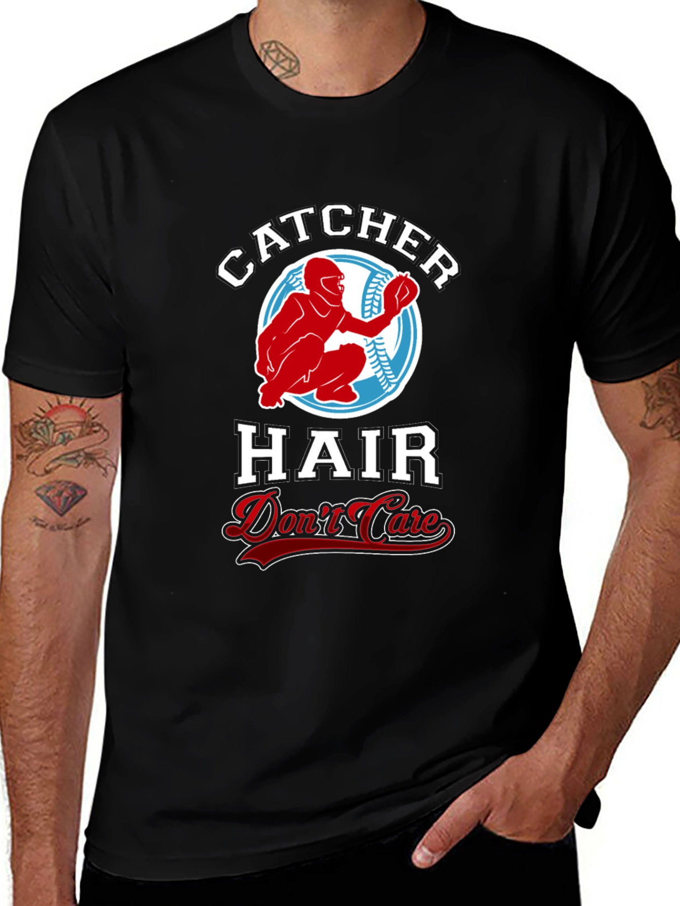 Catcher Hair, Don't Care Black T-Shirt