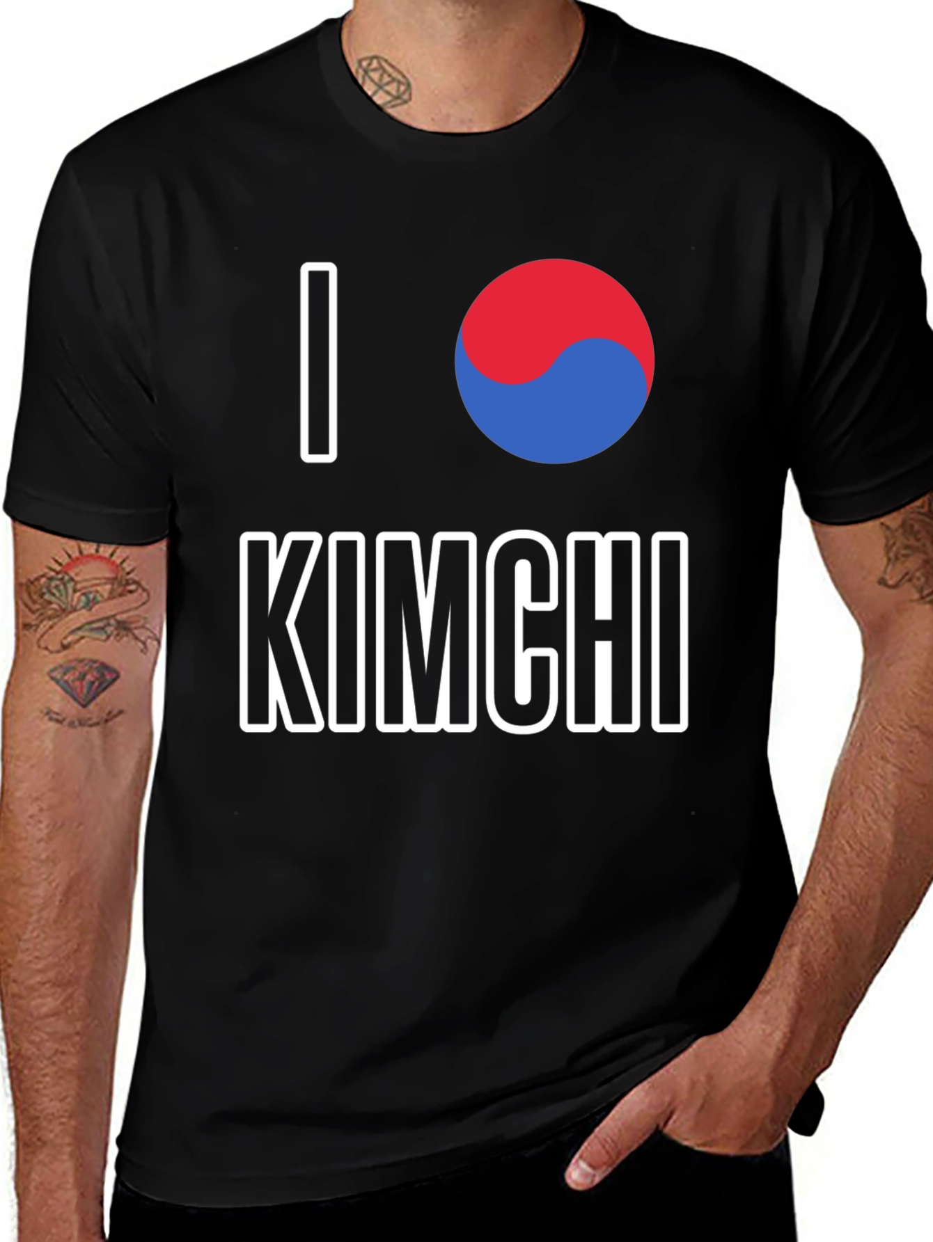 I Love Kimchi T-Shirt - Korean Flag Design