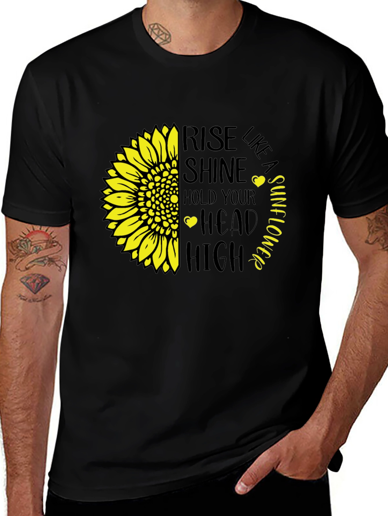 Variant 9 of Sunflower Graphic Black T-Shirt