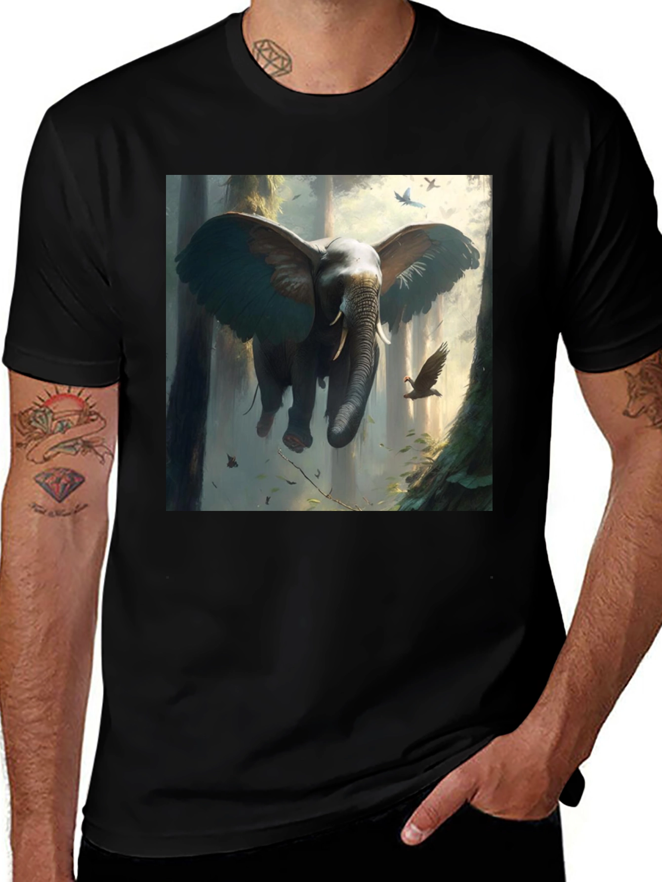 Elephant Flight T-Shirt - Artistic Graphic Tee