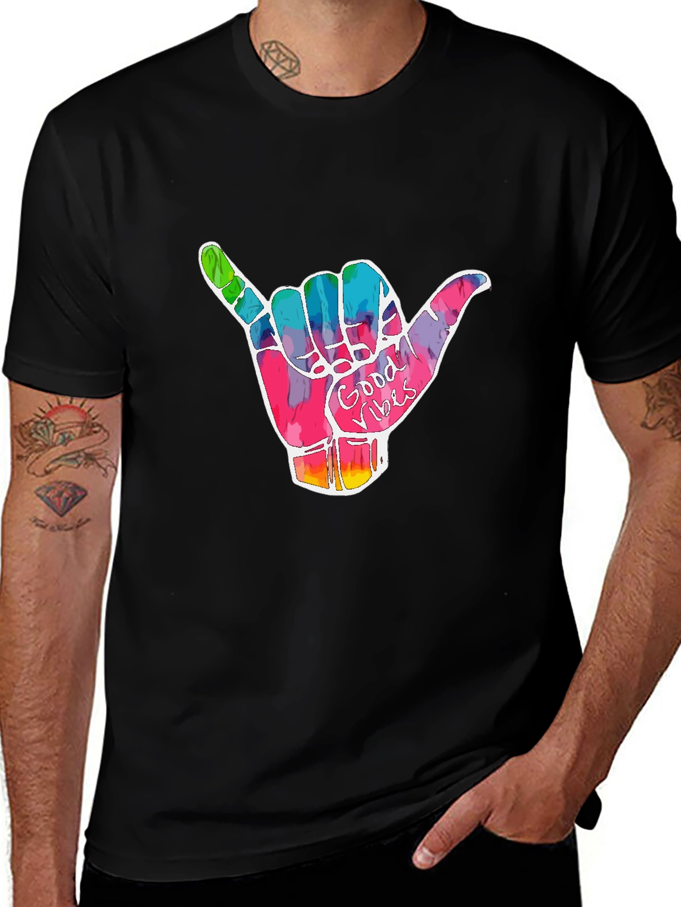 Variant 19 of Good Vibes Shaka Hand Graphic T-Shirt
