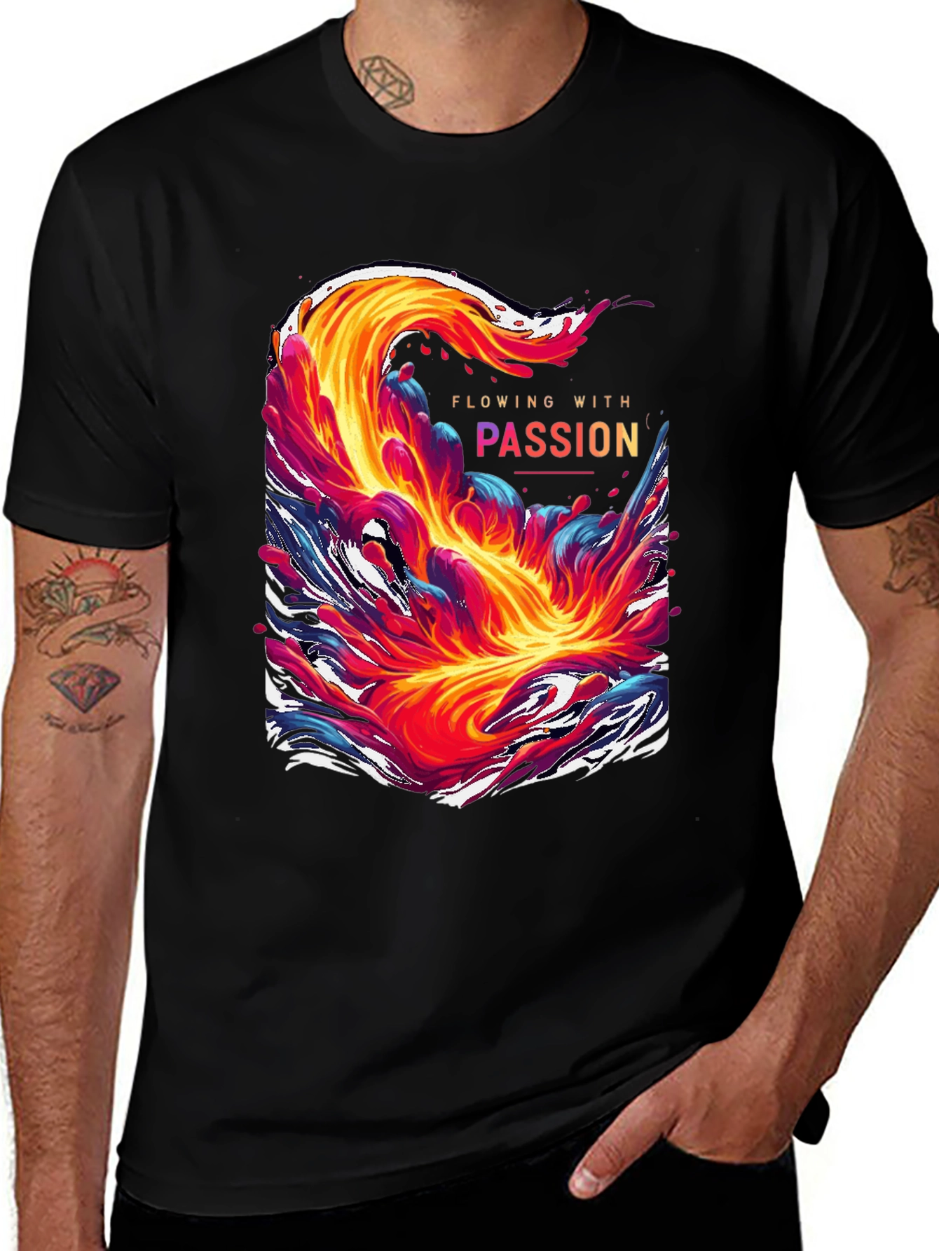 Variant 21 of Flowing With Passion Graphic Tee - Unique Men's T-Shirt