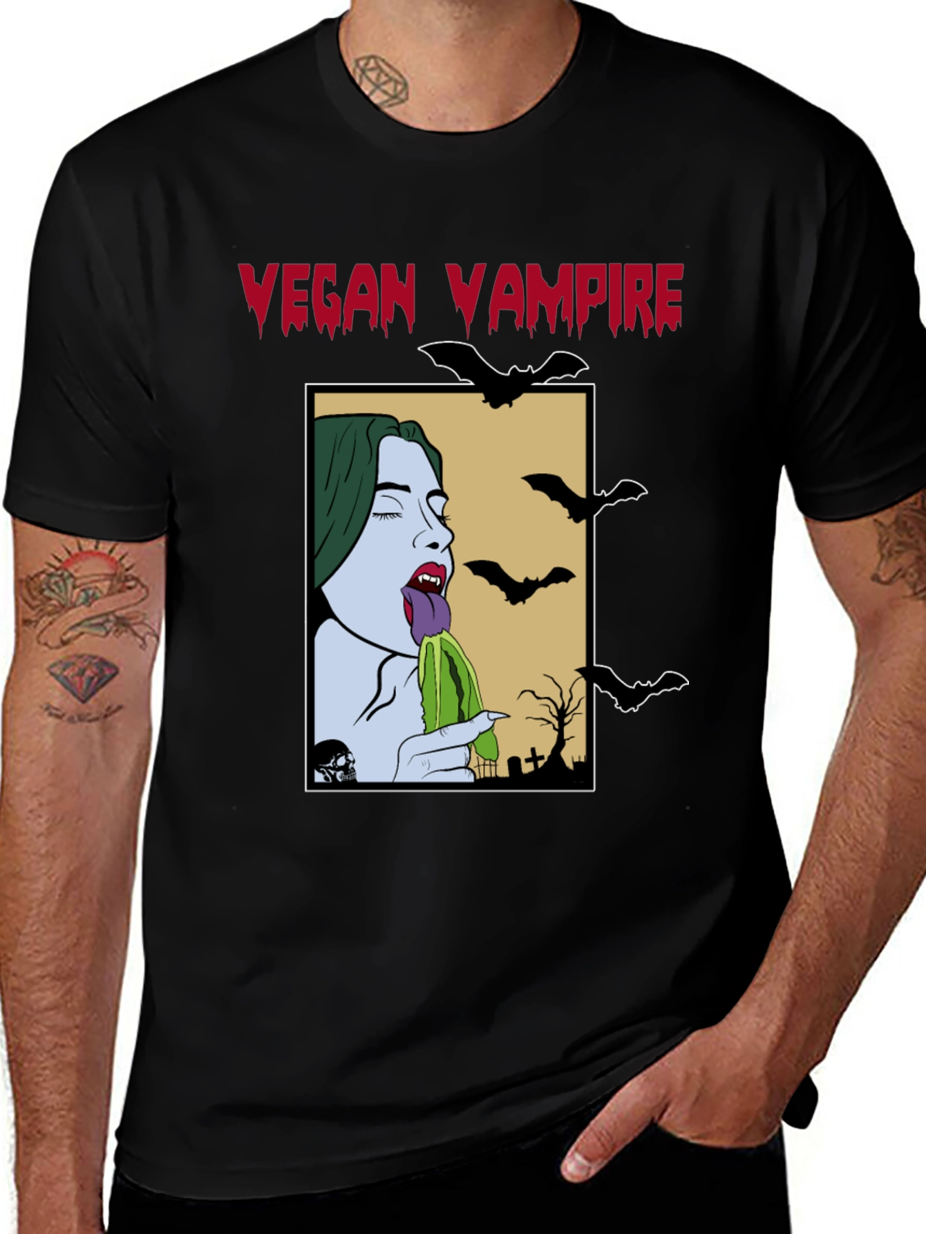 Variant 30 of Vegan Vampire T-Shirt - Unique Graphic Tee