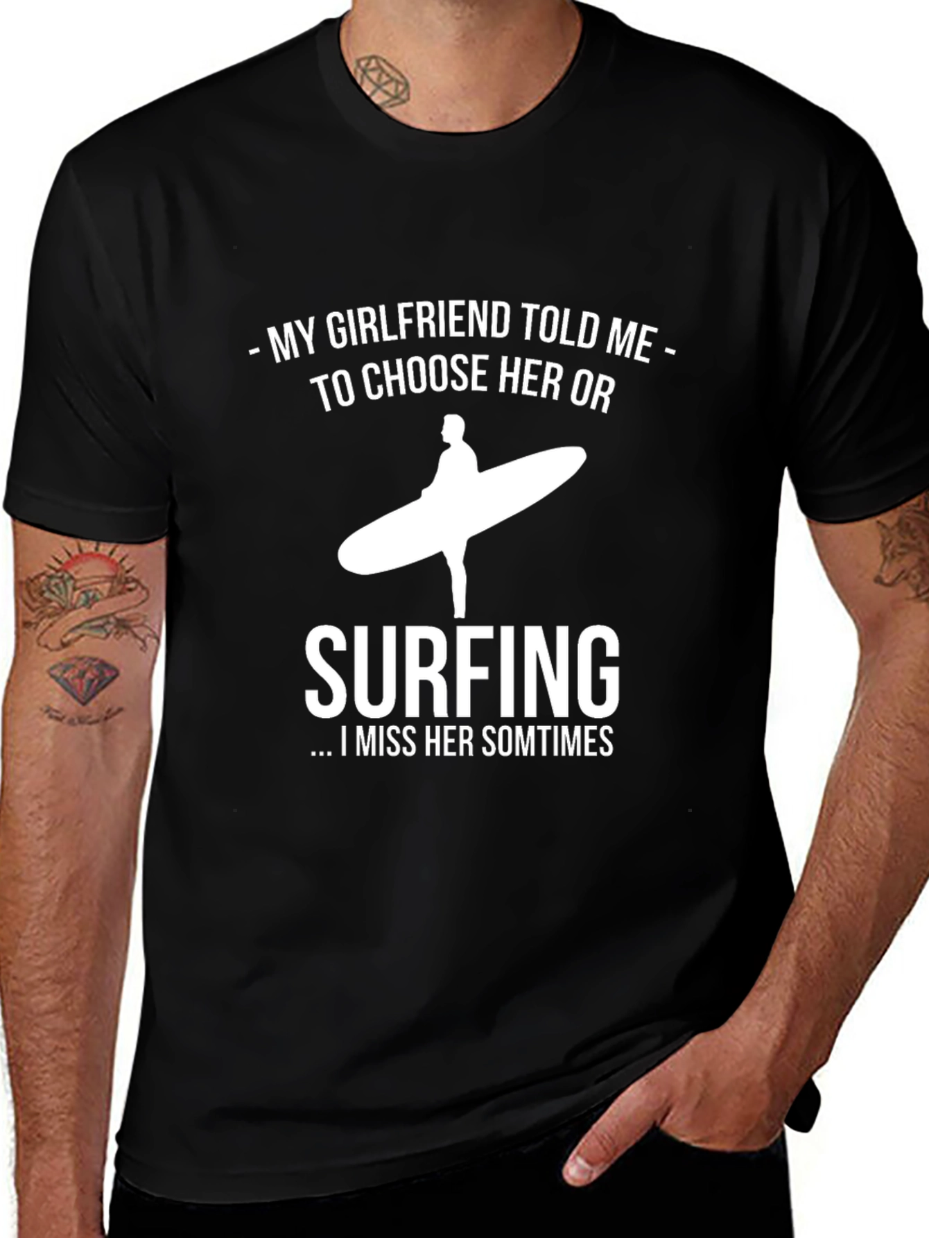 Variant 29 of Funny Surfing T-Shirt: My Girlfriend or Surfing