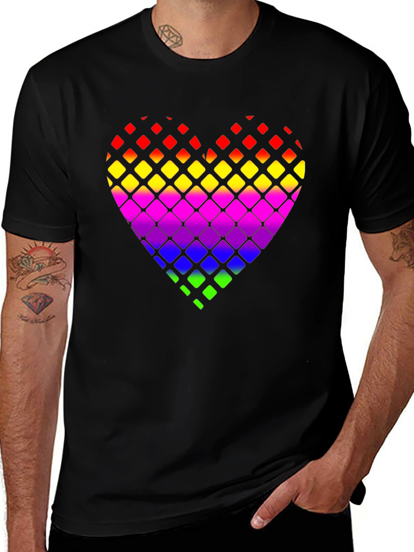 Variant 4 of Rainbow Heart Graphic Tee - Stylish Black T-Shirt