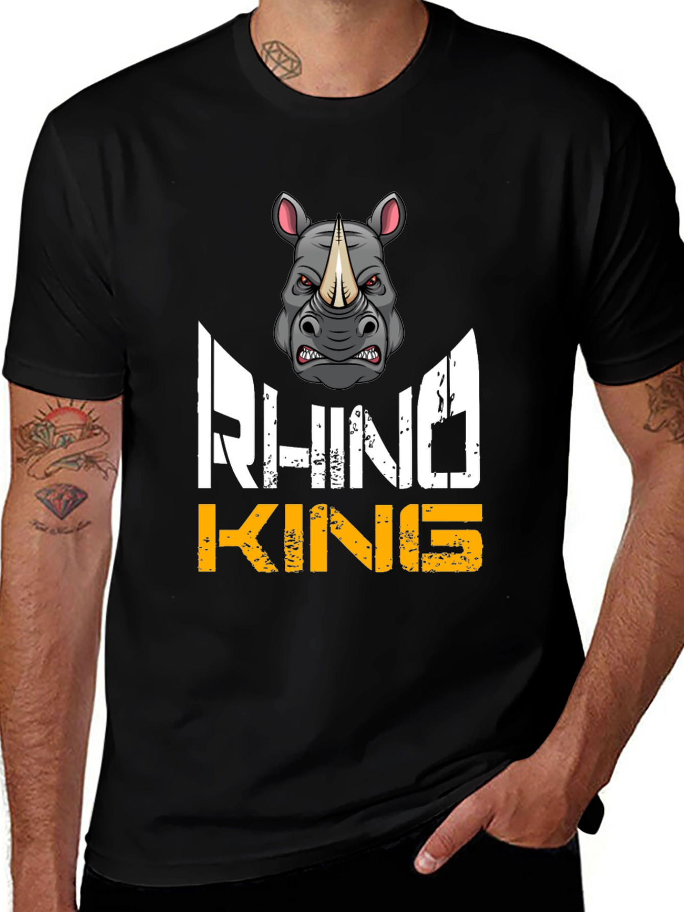 Variant 7 of Rhino King Graphic T-Shirt - Fierce Animal Design