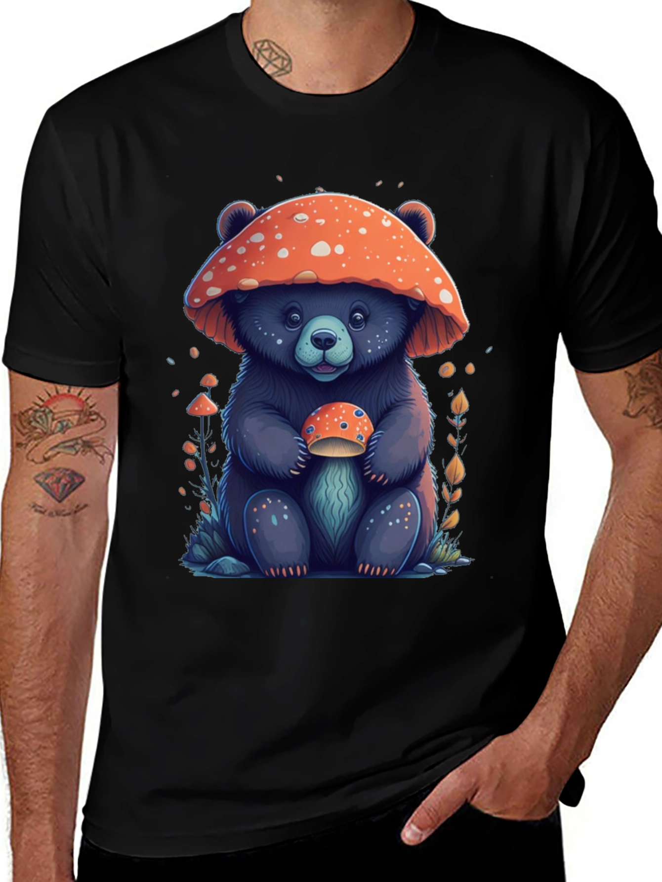 Variant 3 of Mushroom Bear T-Shirt - Whimsical Graphic Tee