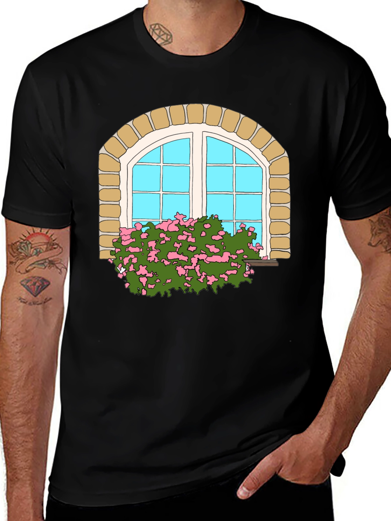 Variant 27 of Arched Window Graphic Tee - Unique Design
