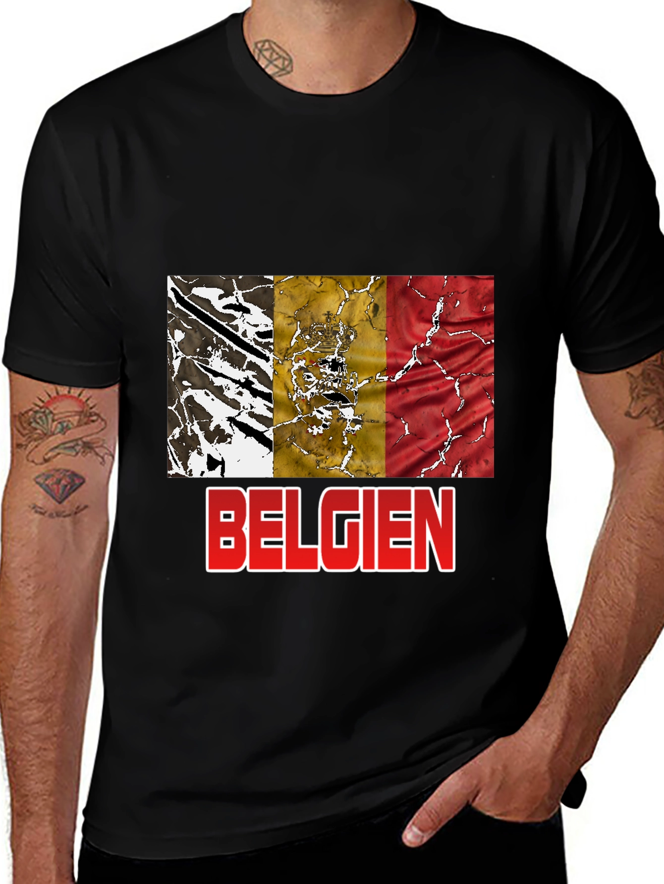Belgien Flag T-Shirt - Black