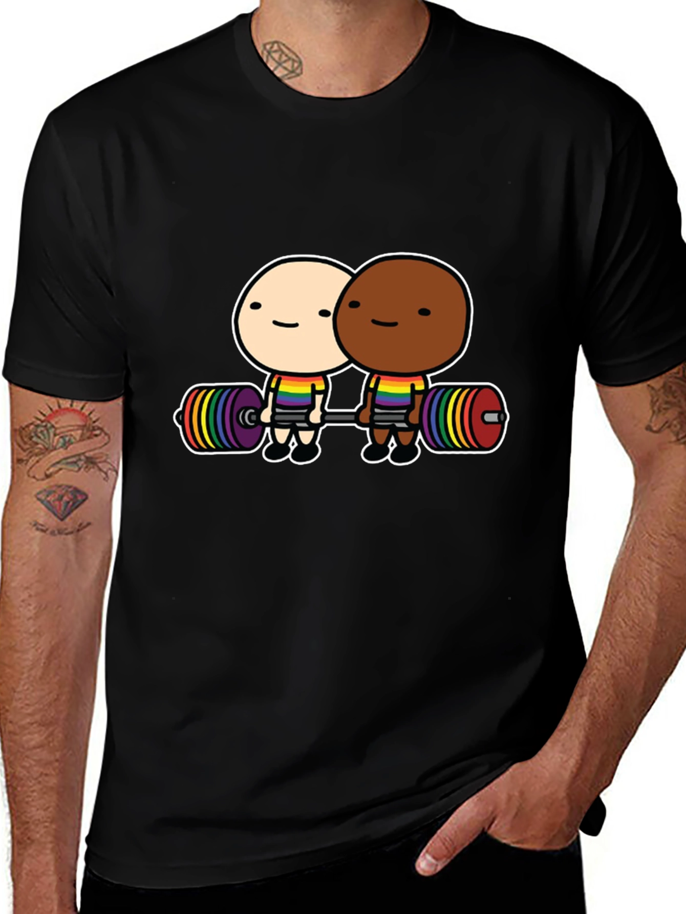 LGBTQ+ Pride Lifting Partners Black T-Shirt