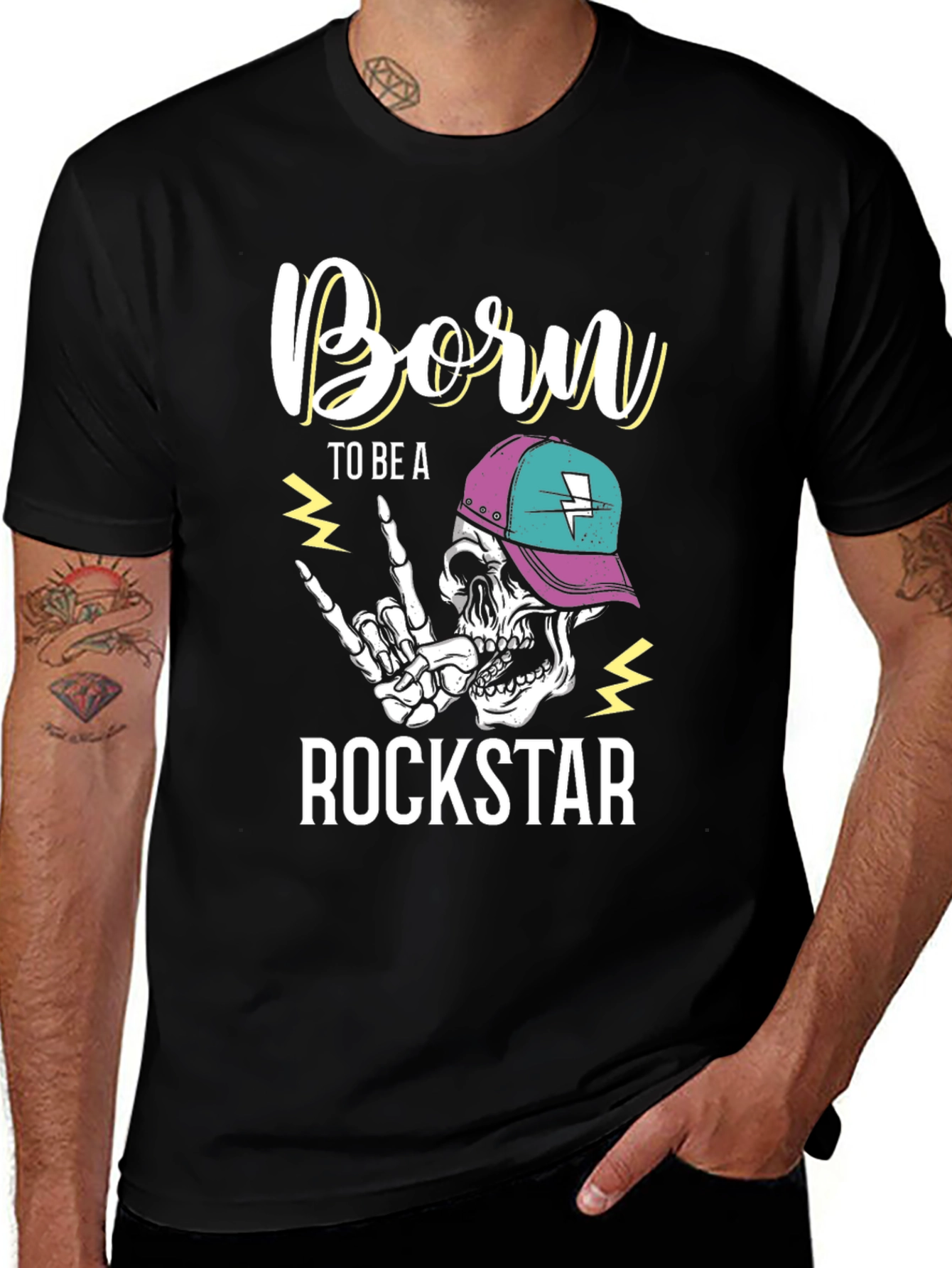 Variant 7 of Born to be a Rockstar Skeleton T-Shirt
