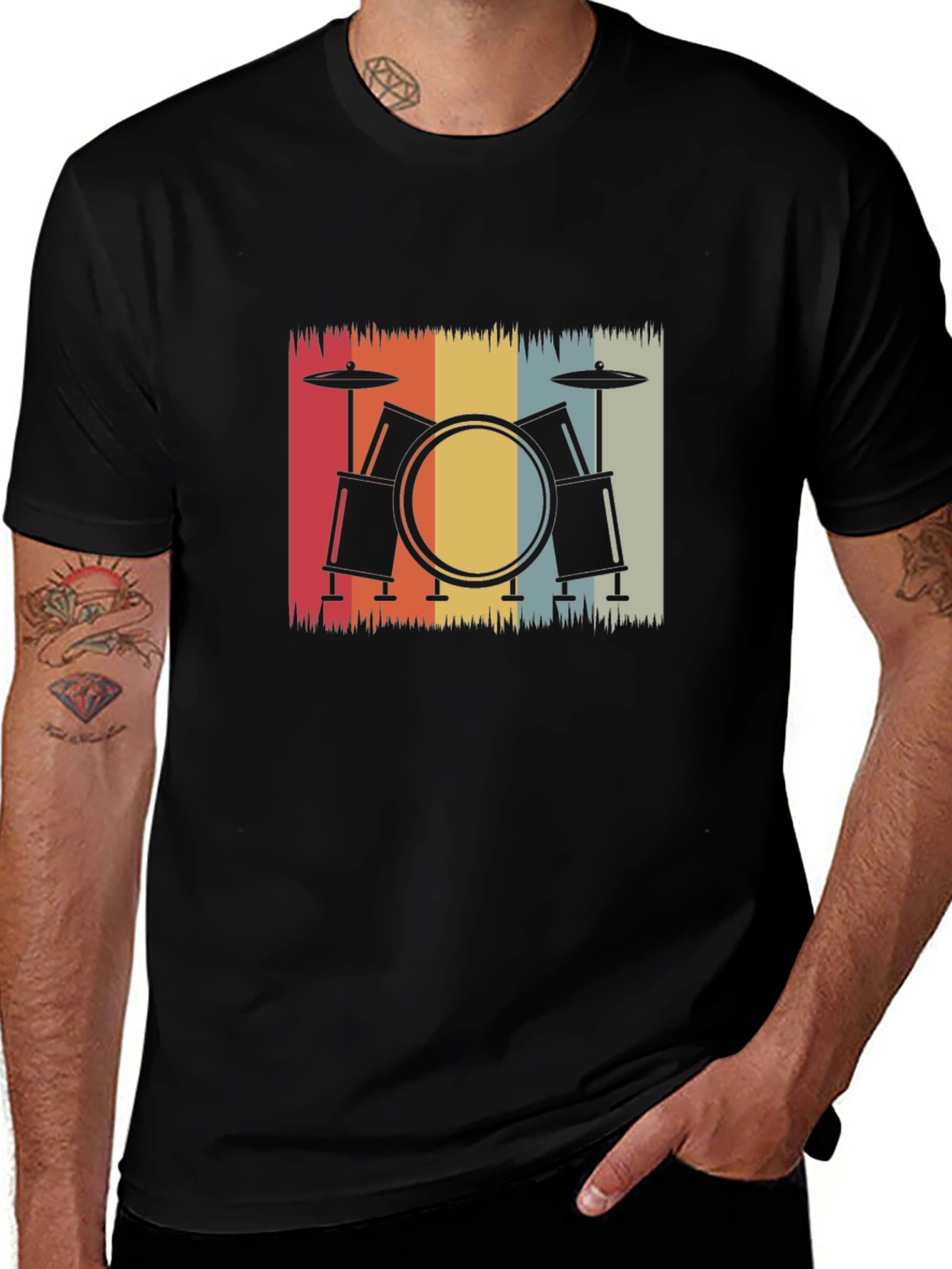 Variant 27 of Retro Drum Set Graphic Tee - Musician's Essential