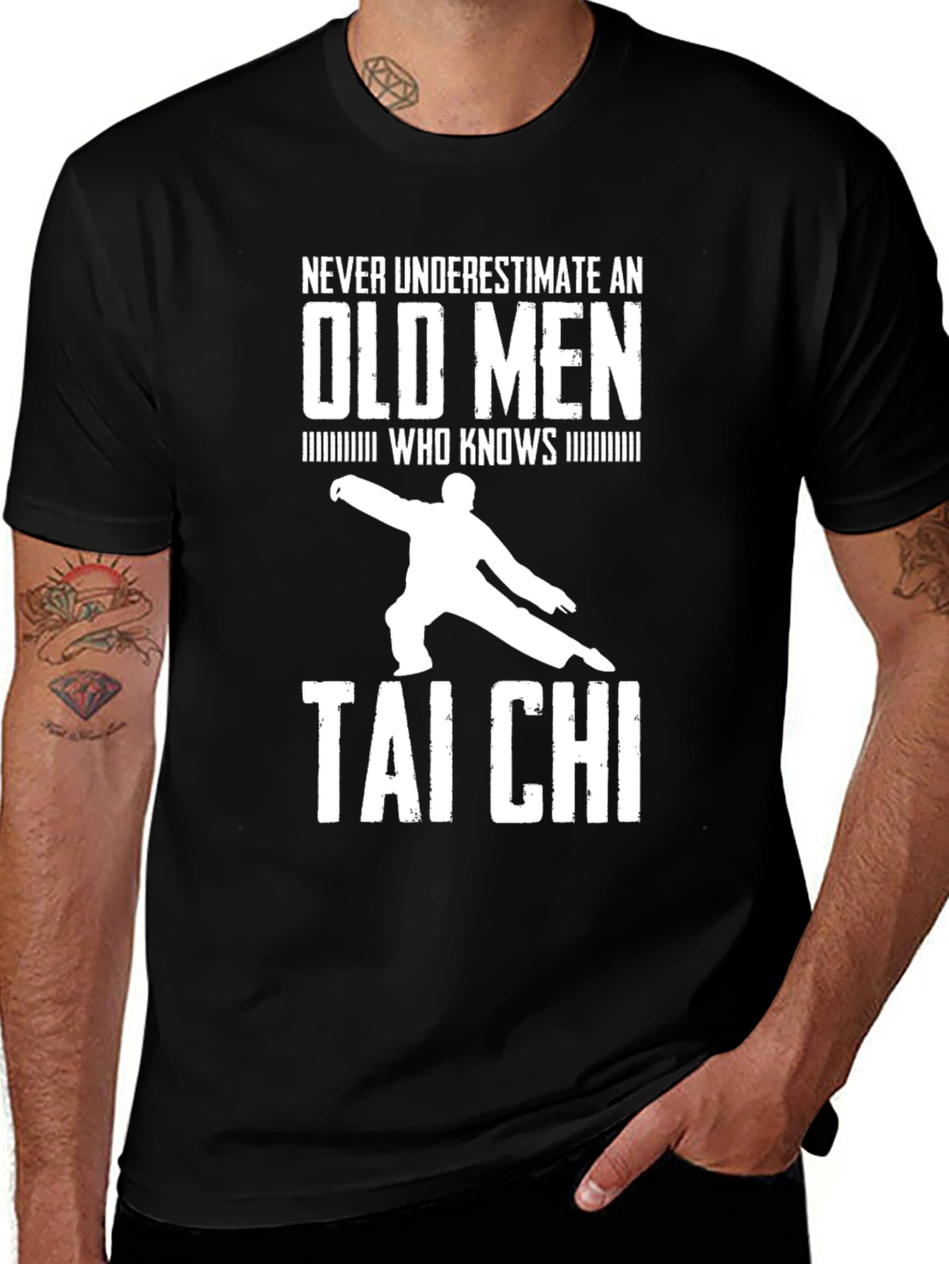 Variant 13 of Never Underestimate Old Men Tai Chi T-Shirt