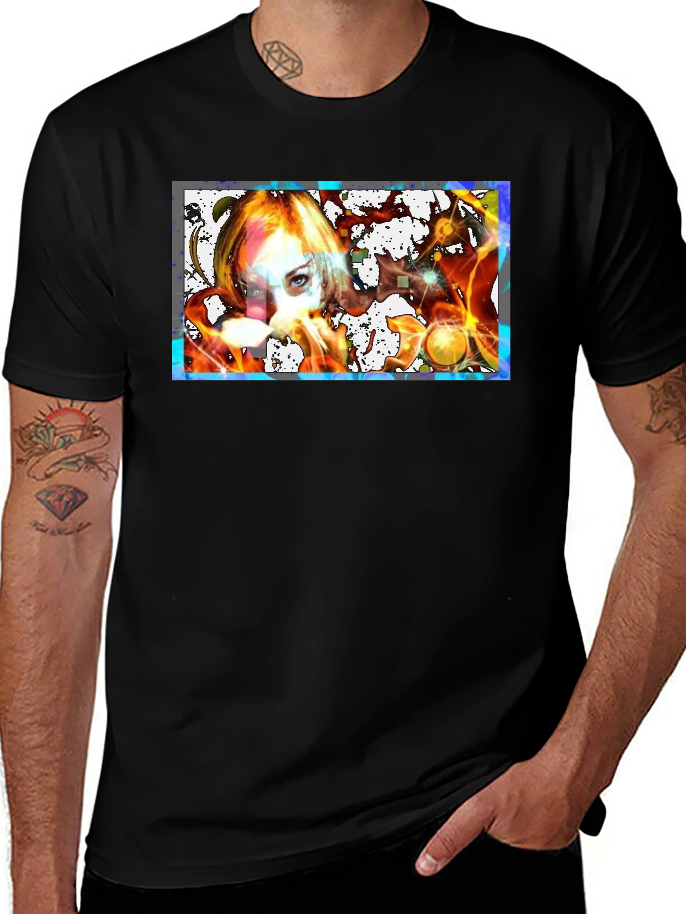 Variant 5 of Artistic Graphic Print Black T-Shirt