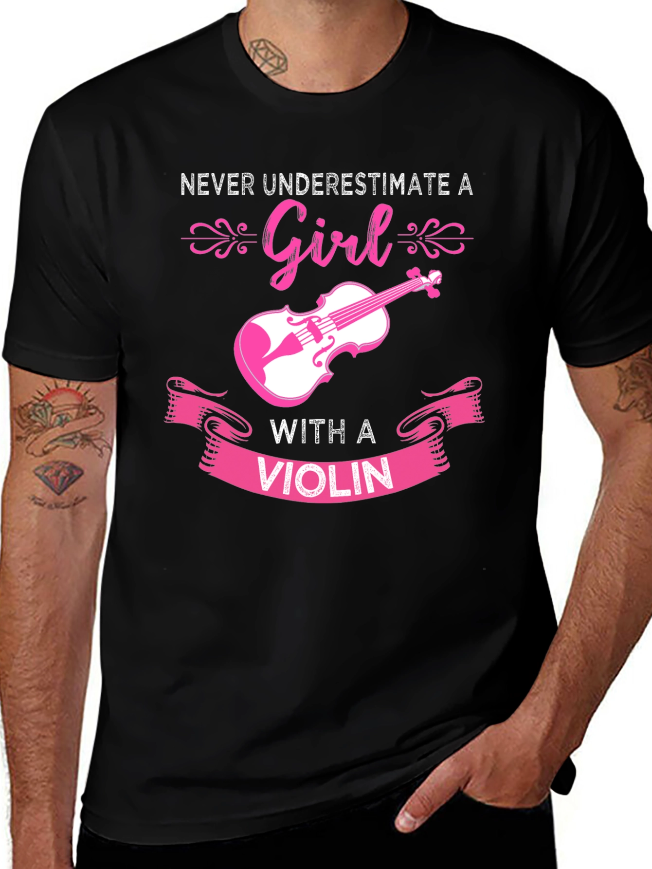 Variant 17 of Never Underestimate a Girl with a Violin T-Shirt