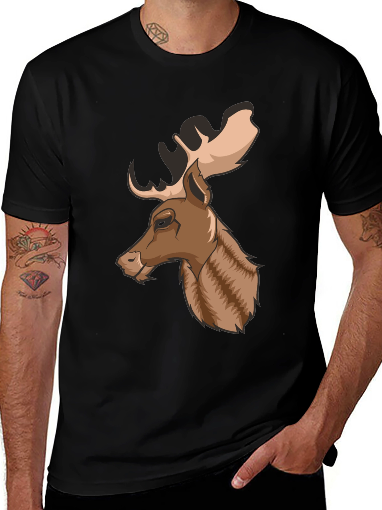 Variant 6 of Cool Moose Graphic Tee - Men's Black T-Shirt