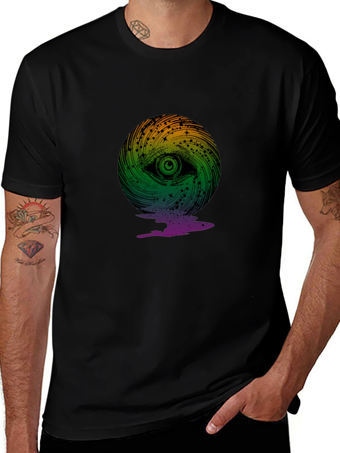 Variant 6 of Eye Swirl Graphic Black T-Shirt