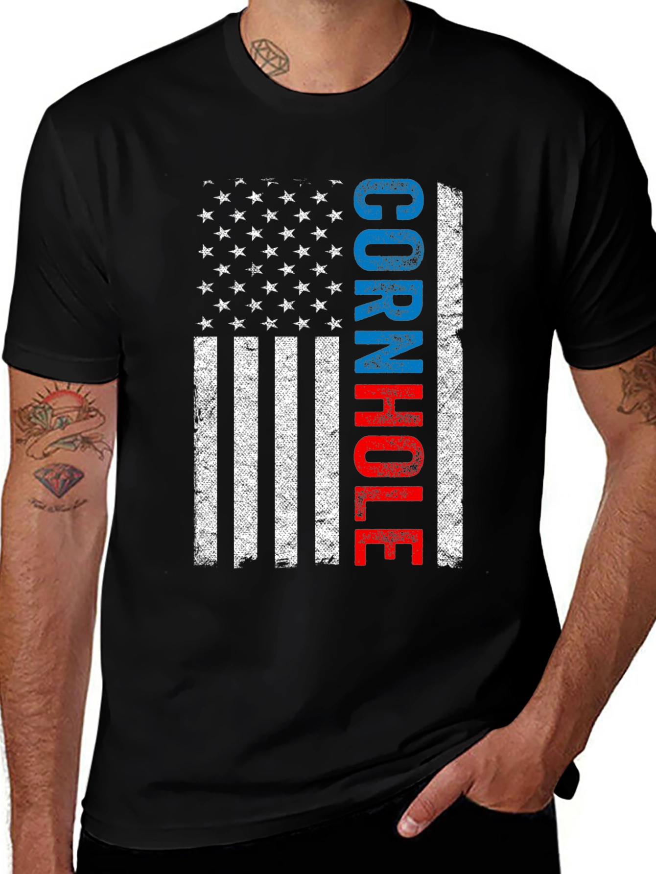Variant 30 of Cornhole American Flag Graphic T-Shirt