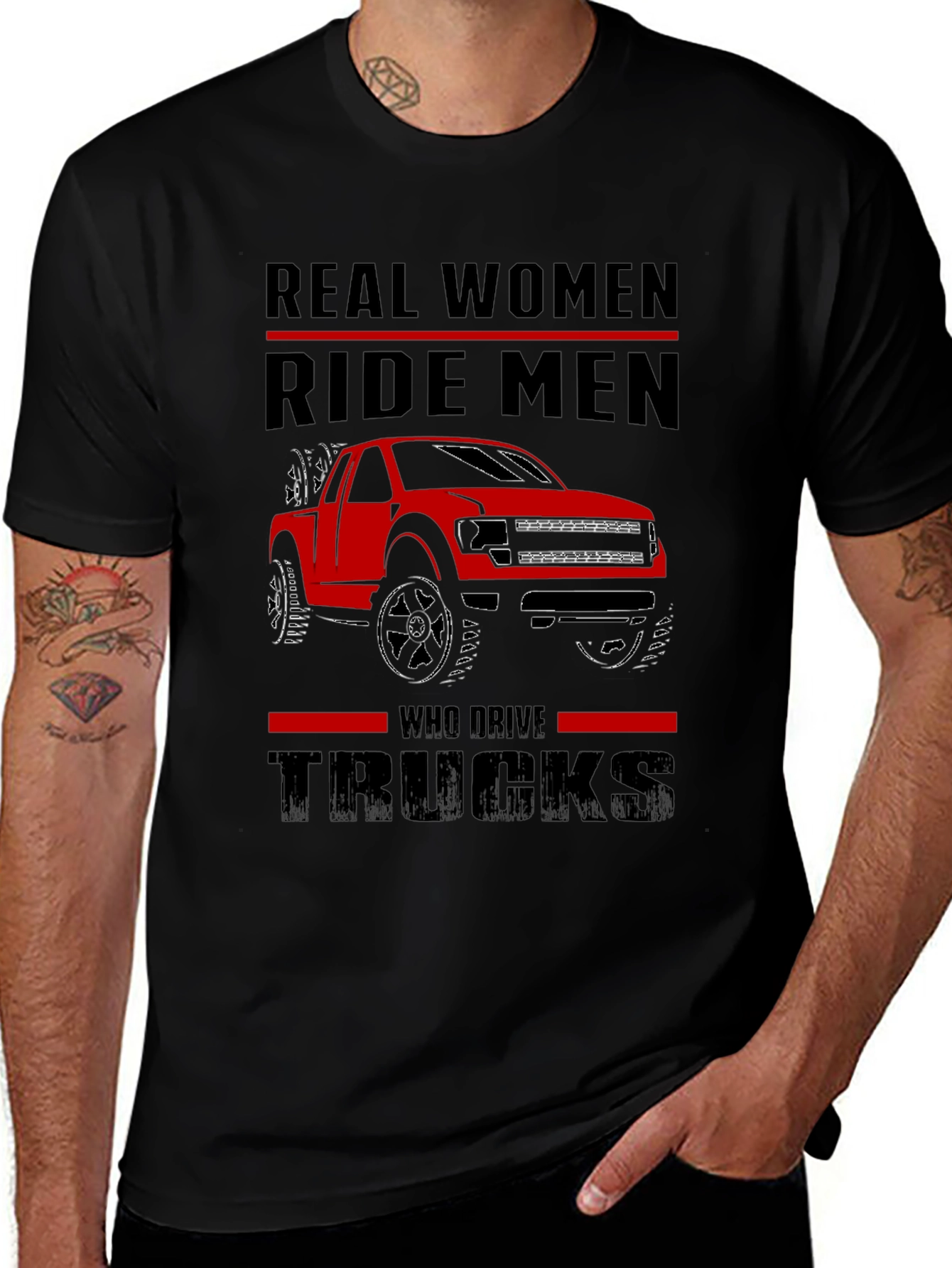 Variant 12 of Real Women Ride Men Trucks Graphic Tee