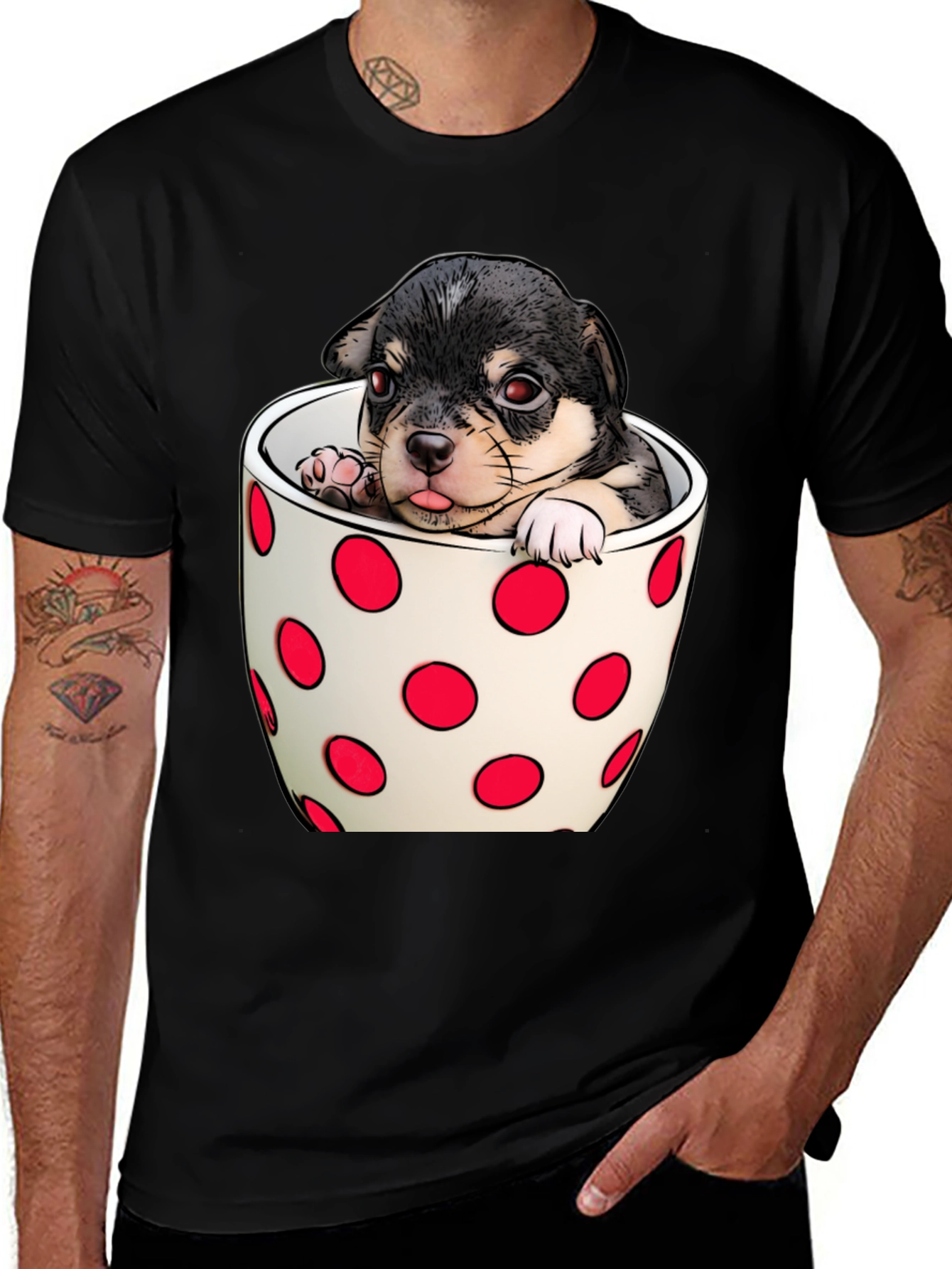 Variant 3 of Puppy in a Cup T-Shirt - Cute Dog Tee