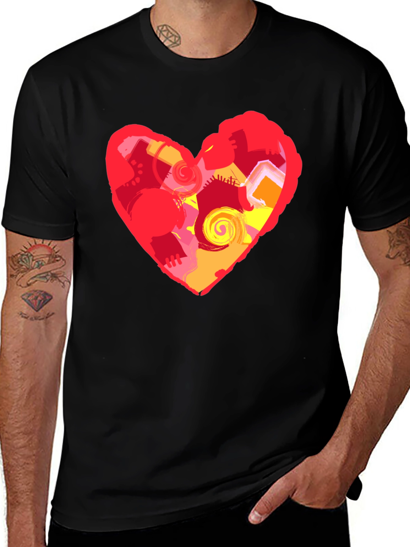 Variant 2 of Abstract Heart Graphic Black T-Shirt