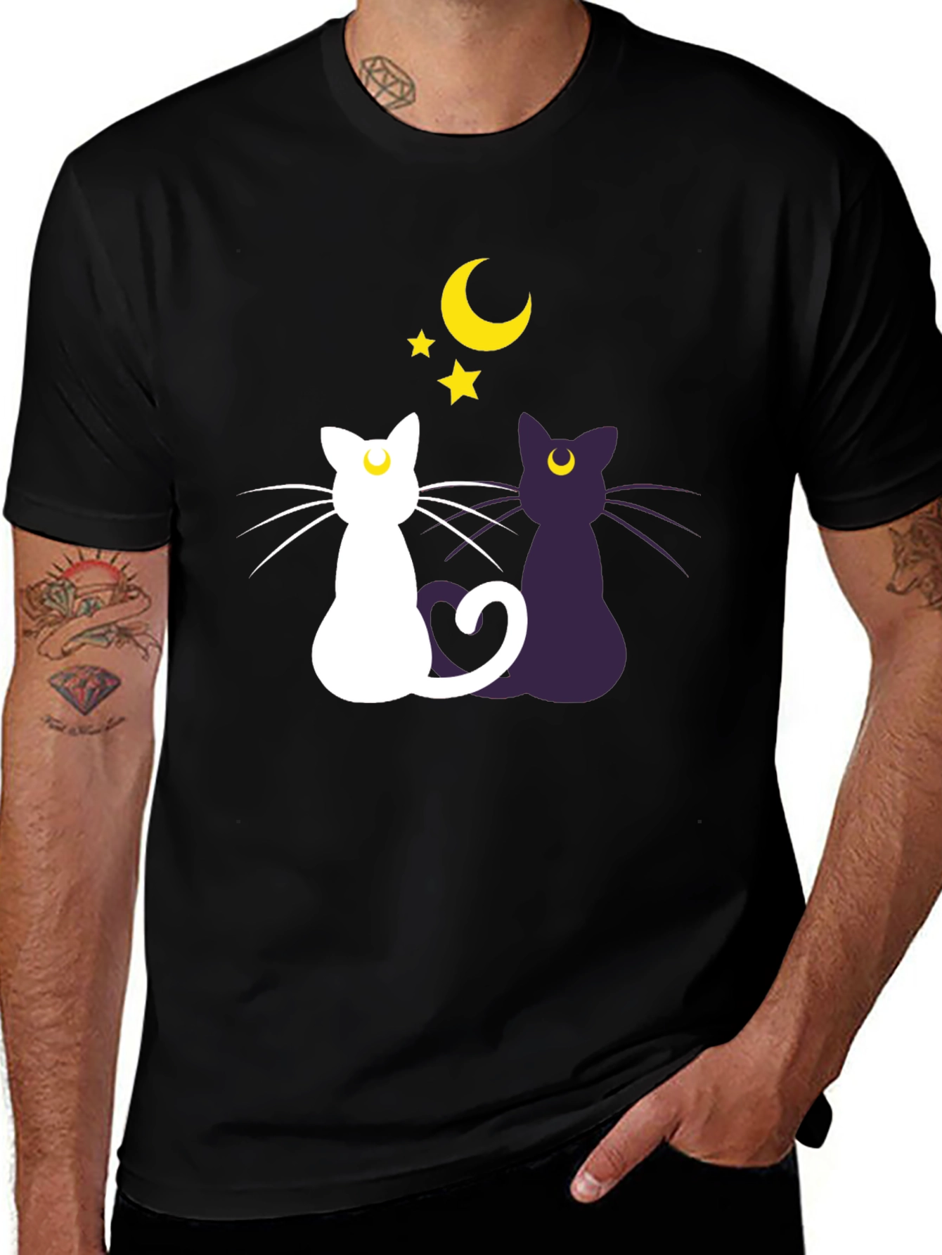 Variant 26 of Cats Under Moon Graphic T-Shirt