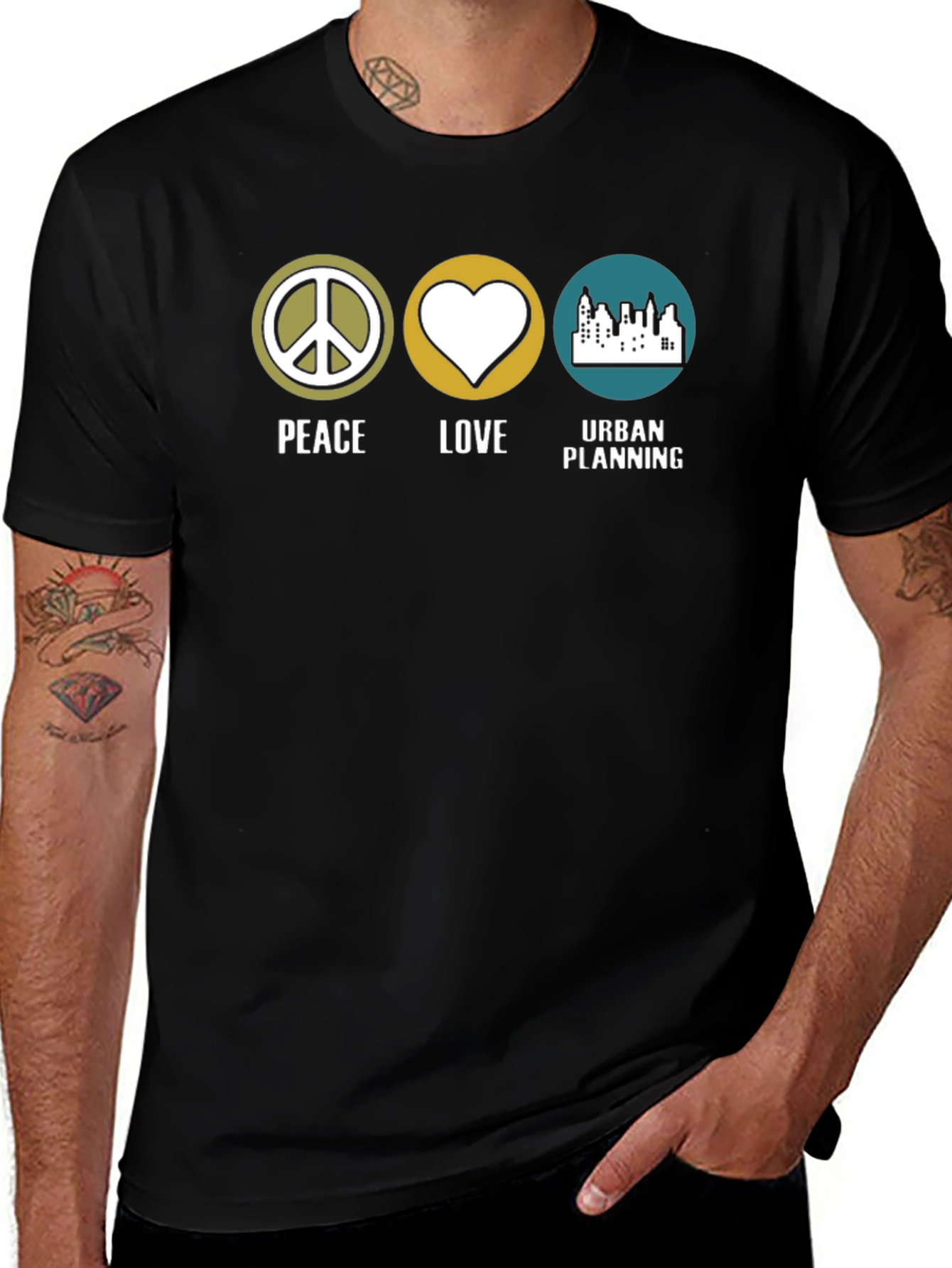 Variant 11 of Peace Love Urban Planning Graphic Tee - Black