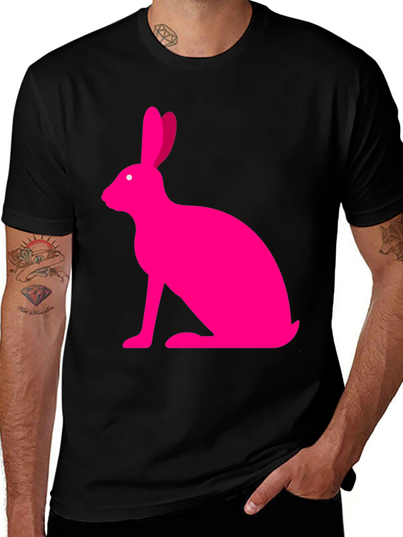 Variant 9 of Black Tee with Pink Bunny Graphic