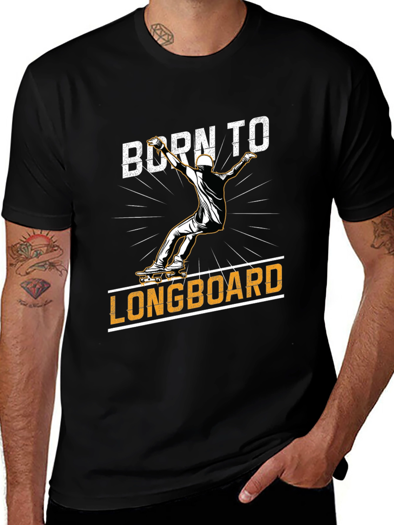 Variant 19 of Born To Longboard Graphic Tee - Black