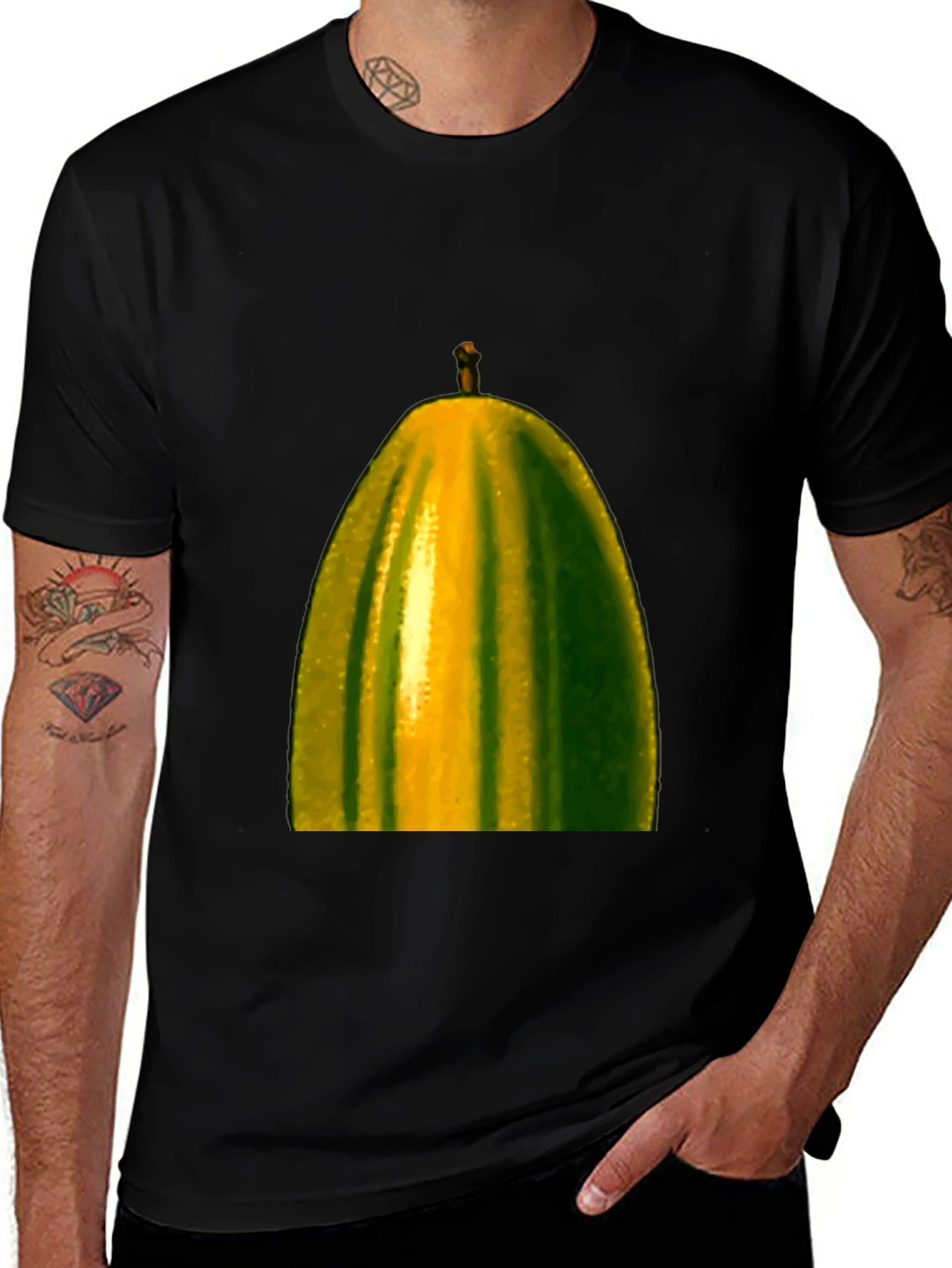 Variant 4 of Unique Pear Graphic Tee - Black Cotton Blend Shirt