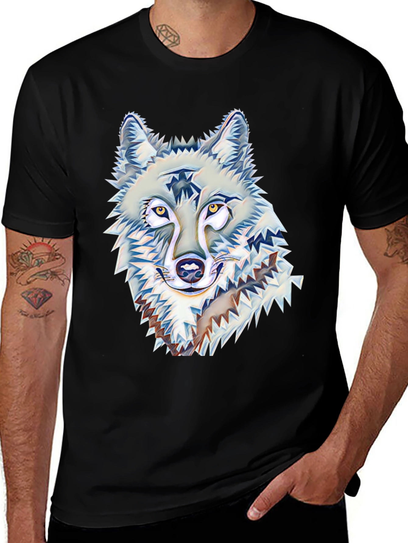 Variant 24 of Wolf Graphic Print Black T-Shirt