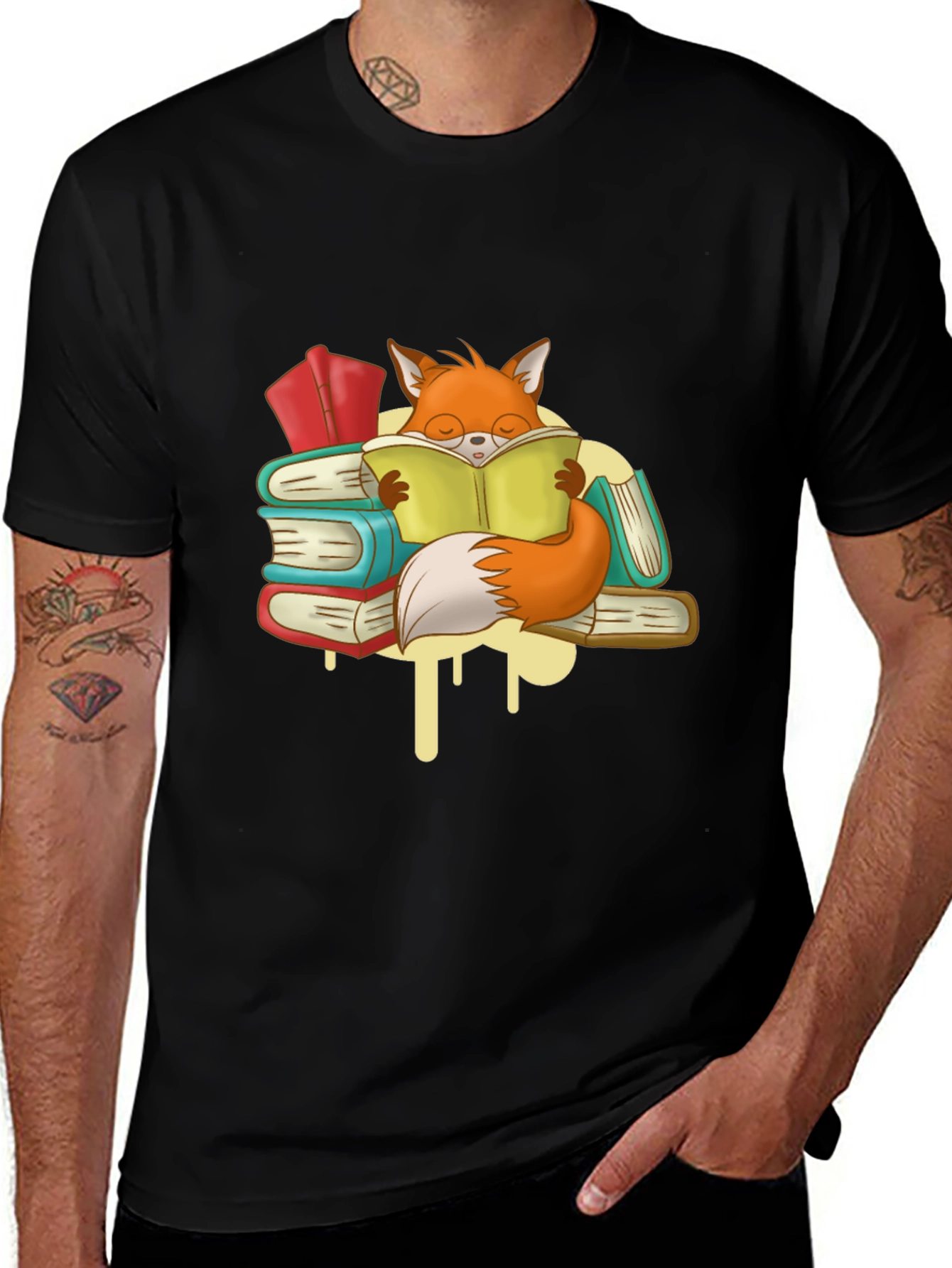 Variant 17 of Reading Fox Graphic T-Shirt - Book Lover Tee