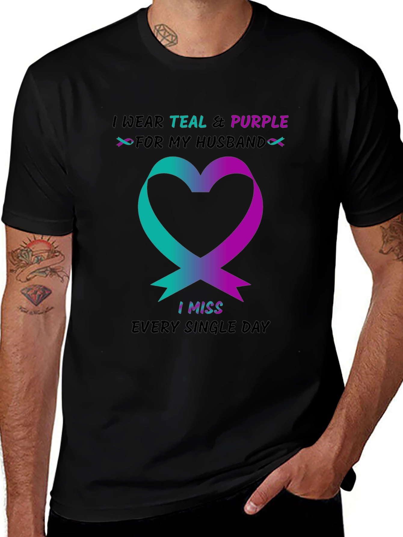Variant 15 of Teal & Purple Husband Remembrance T-Shirt
