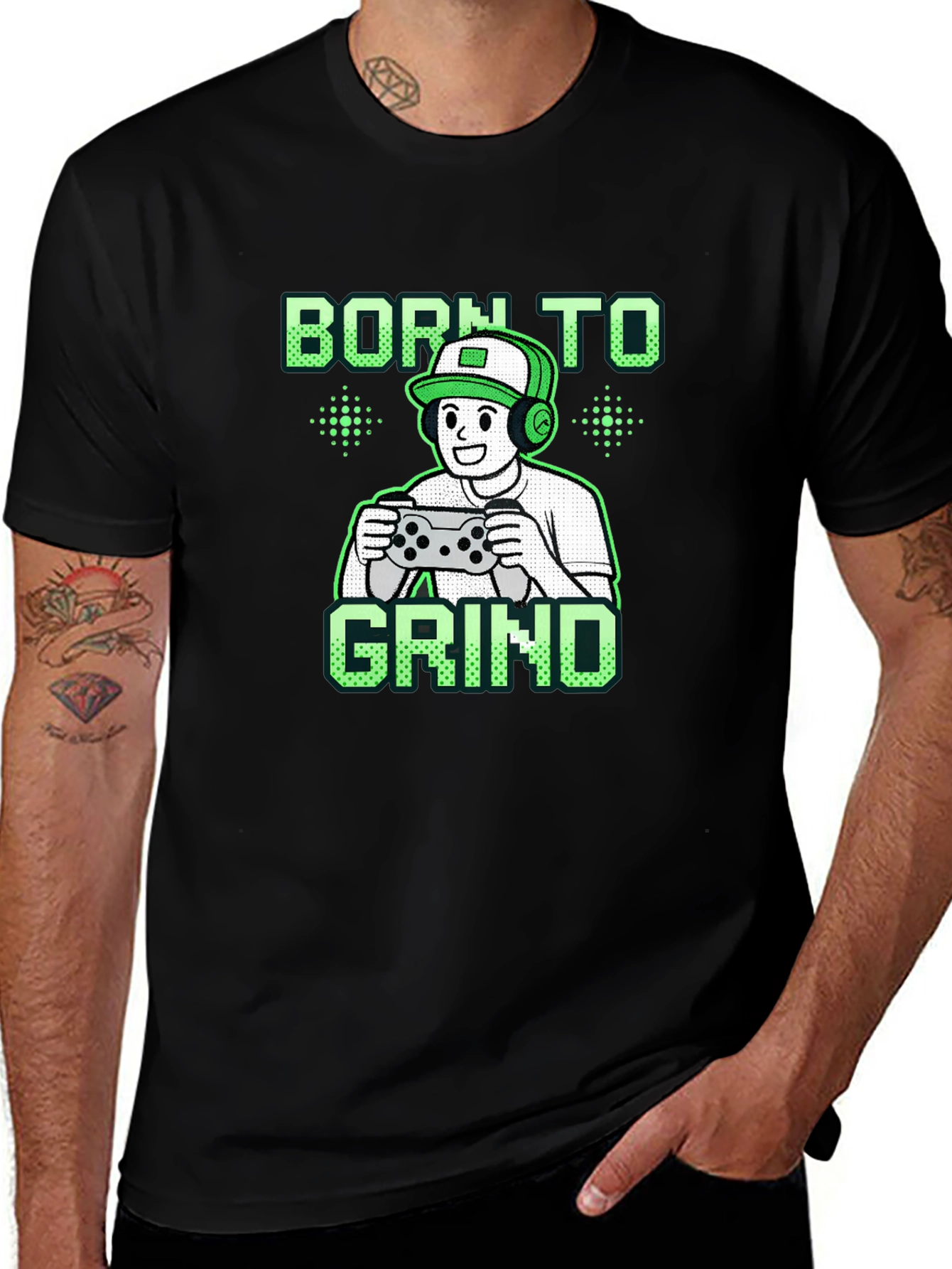 Variant 4 of Born to Grind Gamer Black T-Shirt