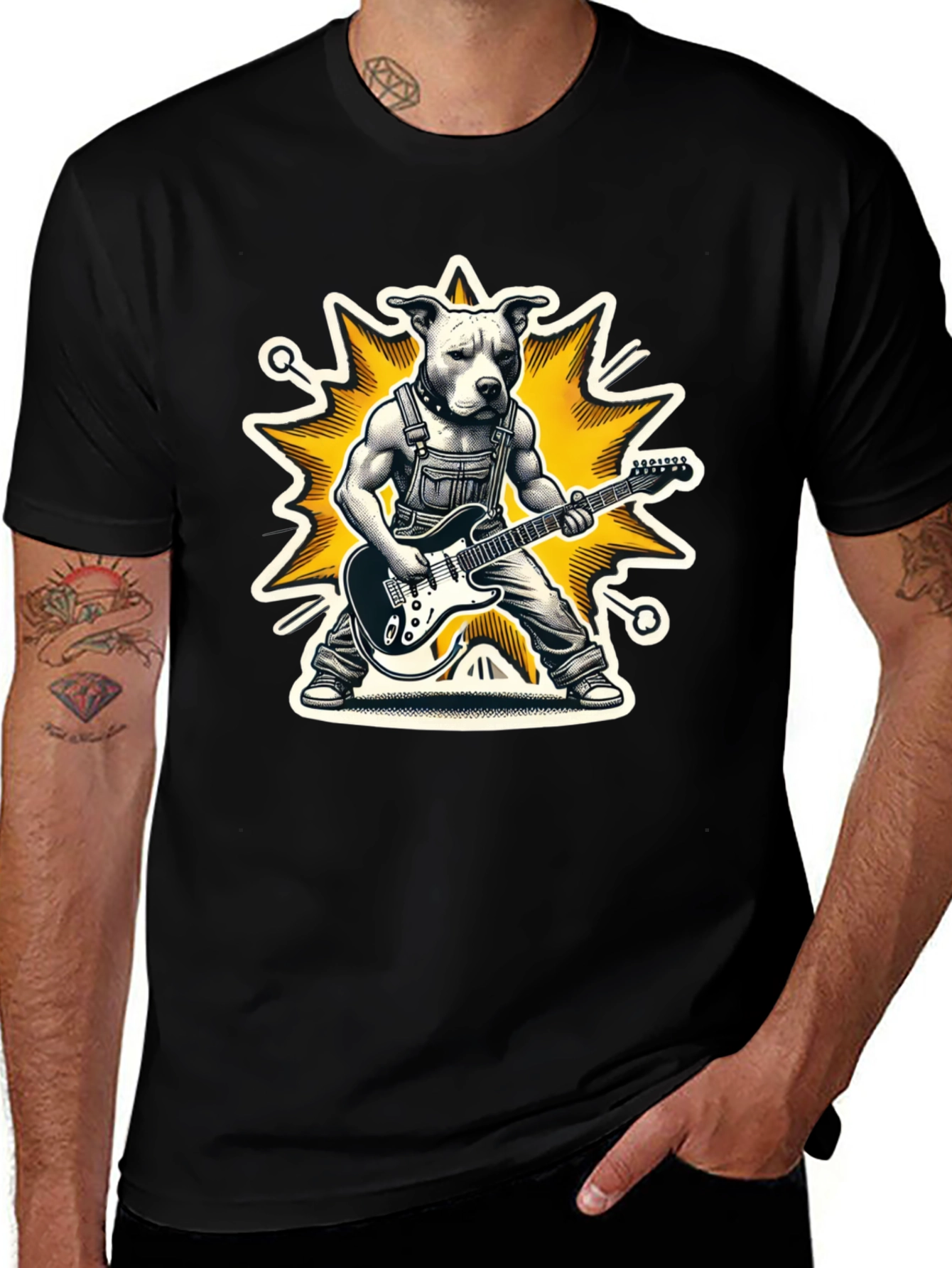 Variant 21 of Dog Guitarist Graphic Tee - Rock On!