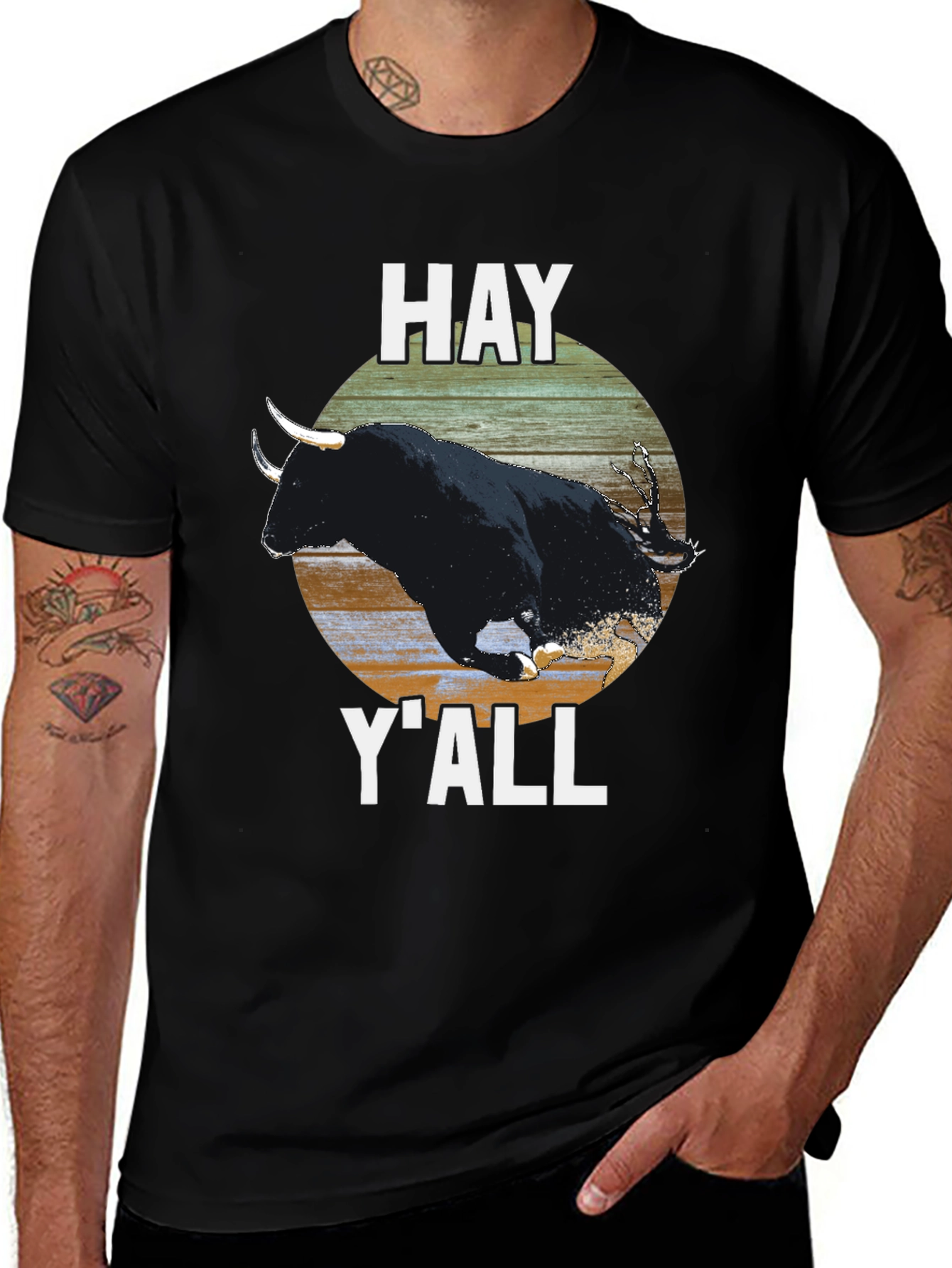 Variant 6 of Hay Y'all Bull Graphic Tee