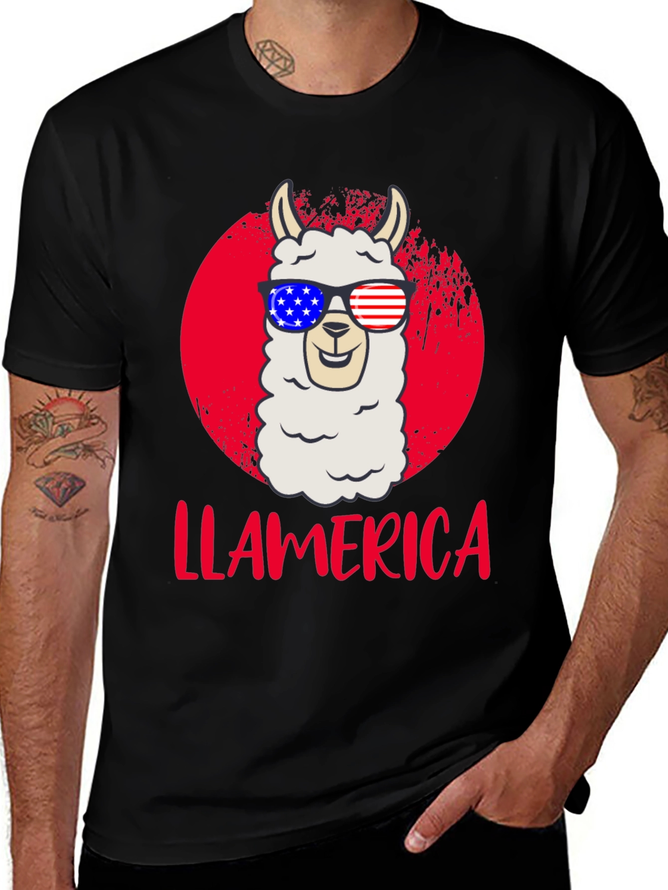Variant 19 of Llamerica Patriotic T-Shirt