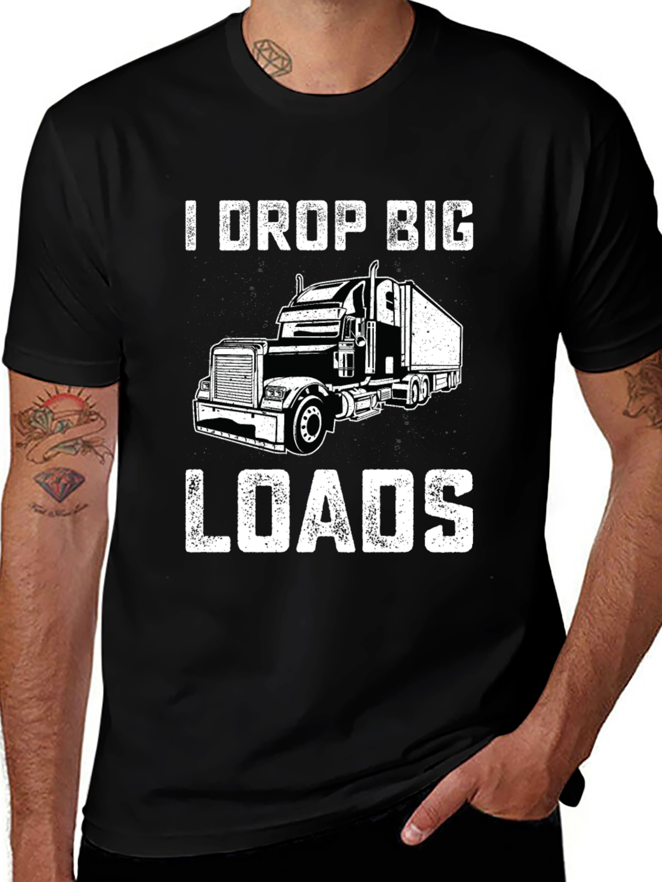 Variant 6 of I Drop Big Loads Trucker T-Shirt - Black