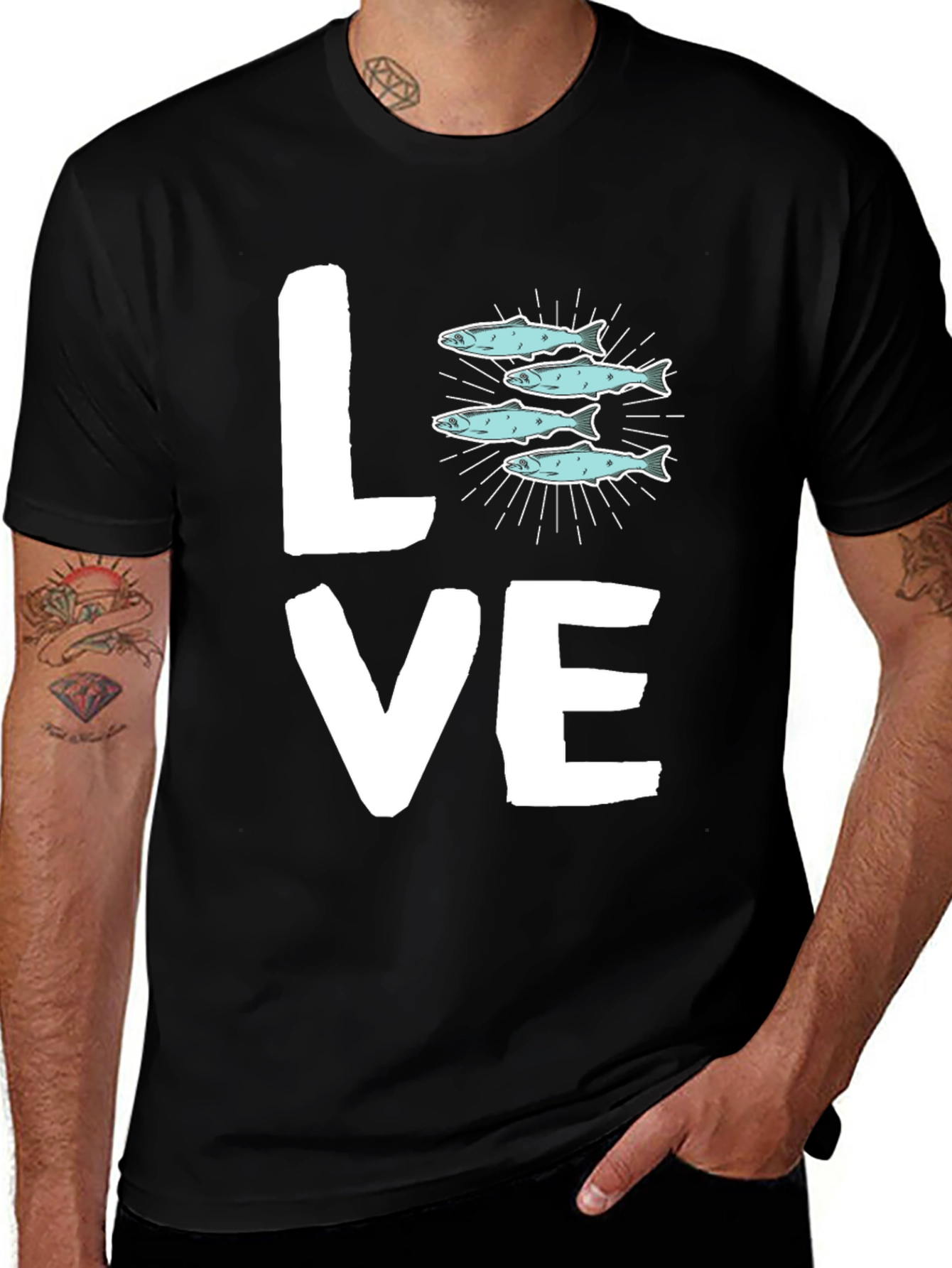 Variant 28 of Love to Fish Graphic Tee - Black T-Shirt